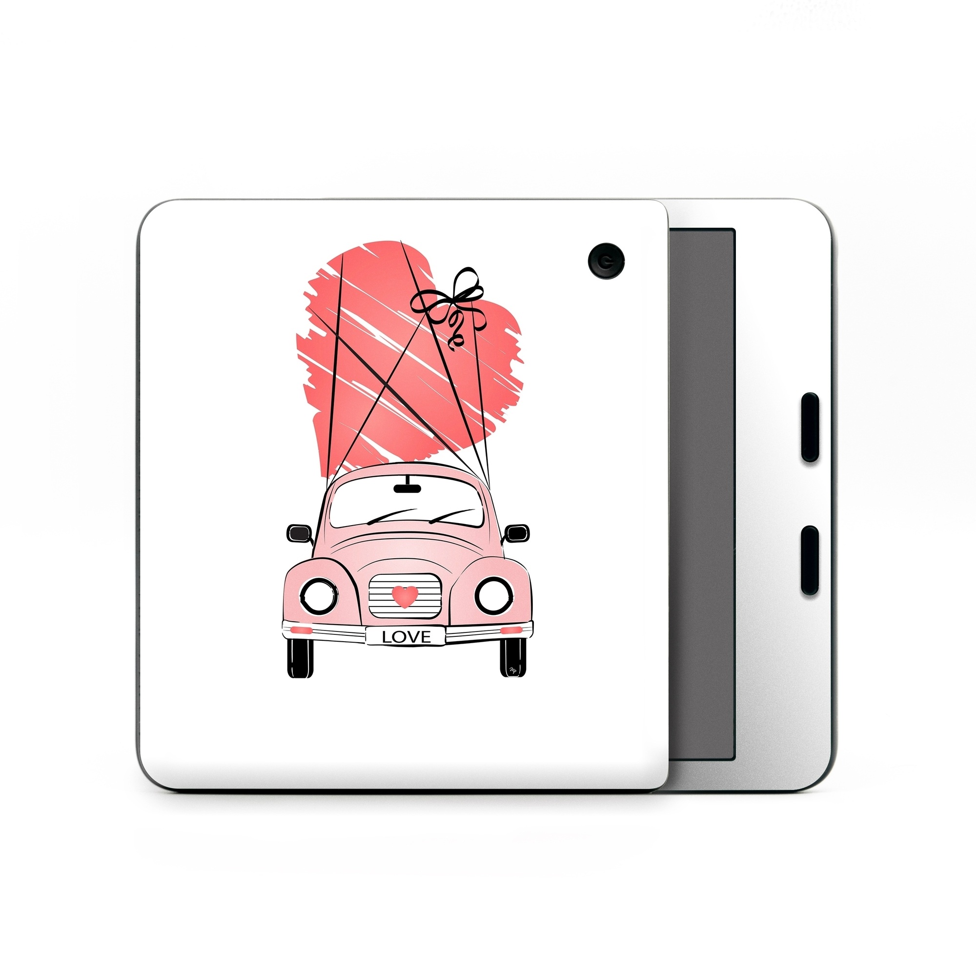 Kobo Libra Colour Skin design of Land vehicle, Wheel, Vehicle, Tire, Hood, Automotive lighting, Car, Motor vehicle, Kit car, Cartoon, with white, pink, black, red colors