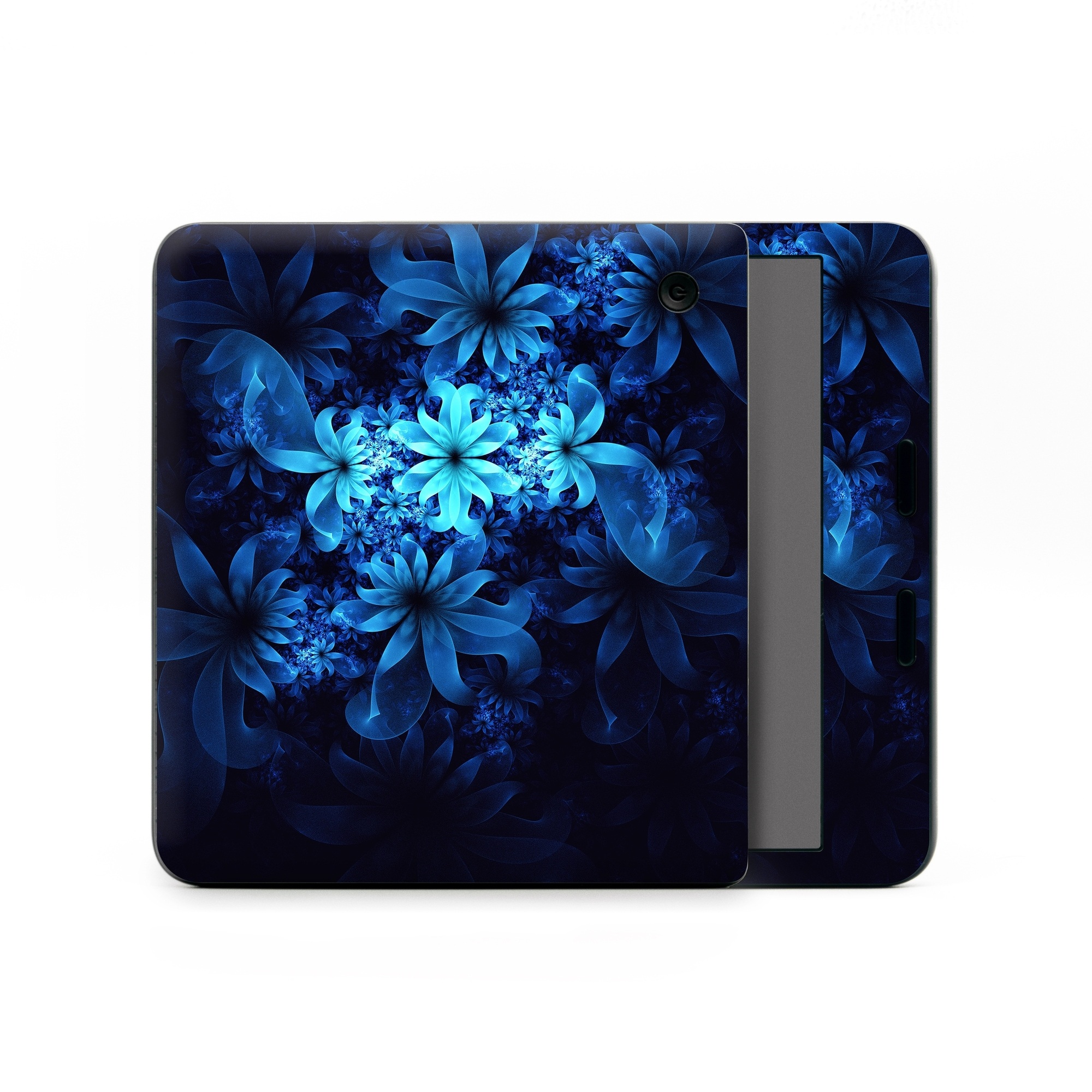 Kobo Libra Colour Skin design of Nature, Blue, Petal, Organism, Darkness, Flower, Colorfulness, Electric Blue, Majorelle Blue, Pattern, Botany, Still Life Photography, Space, Aquatic Plant, Fractal Art, Visual Arts, Illustration, Symmetry, Midnight, Wildflower, Painting, Still Life, with black, blue, white colors