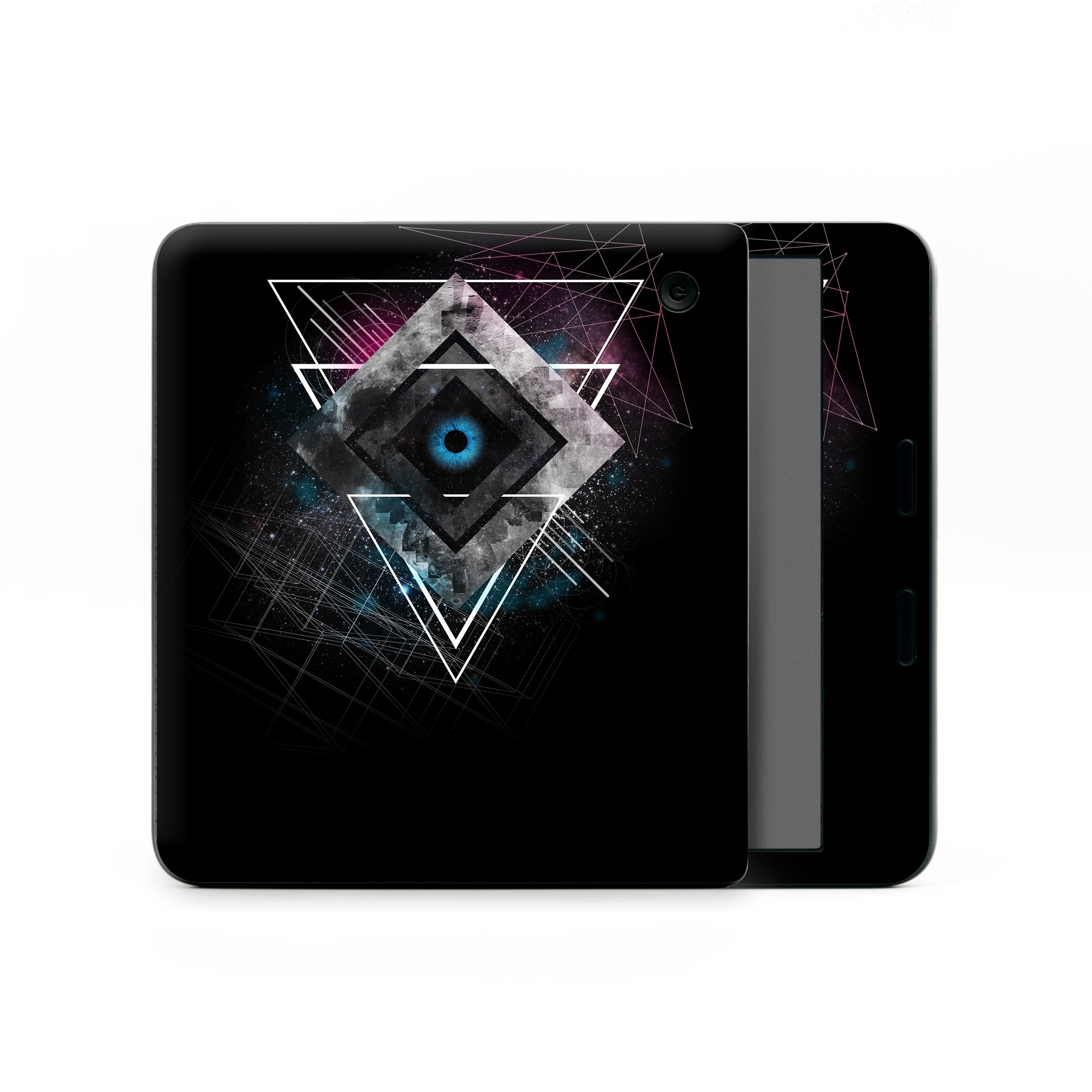 Kobo Libra Colour Skin design of Graphic design, Design, Pattern, Graphics, Illustration, Font, Circle, Triangle, Fractal art, Logo, with black, gray colors