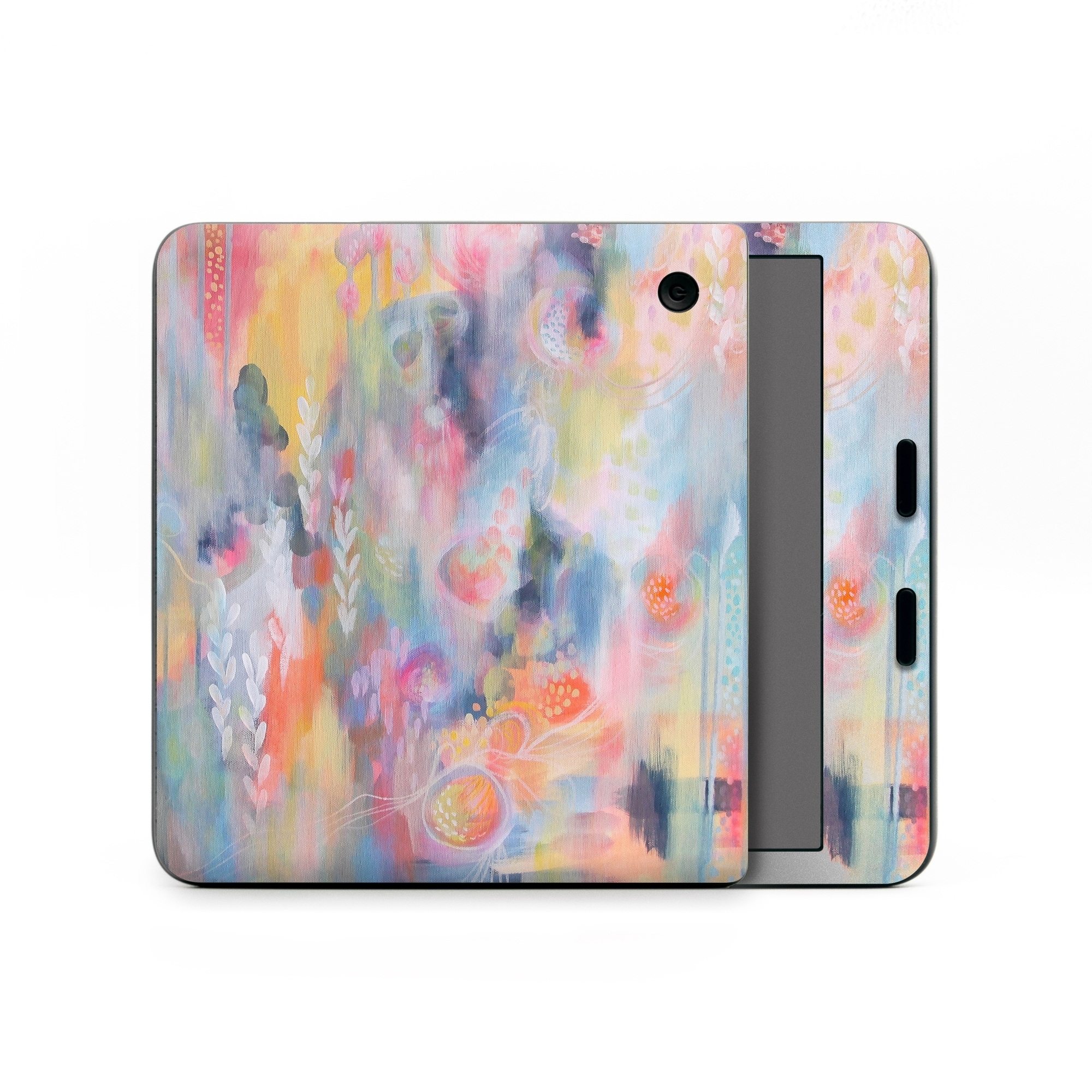 Kobo Libra Colour Skin design of Painting, Watercolor paint, Modern art, Acrylic paint, Art, Visual arts, Paint, Artwork, Dye, with blue, pink, orange, yellow, red, white colors