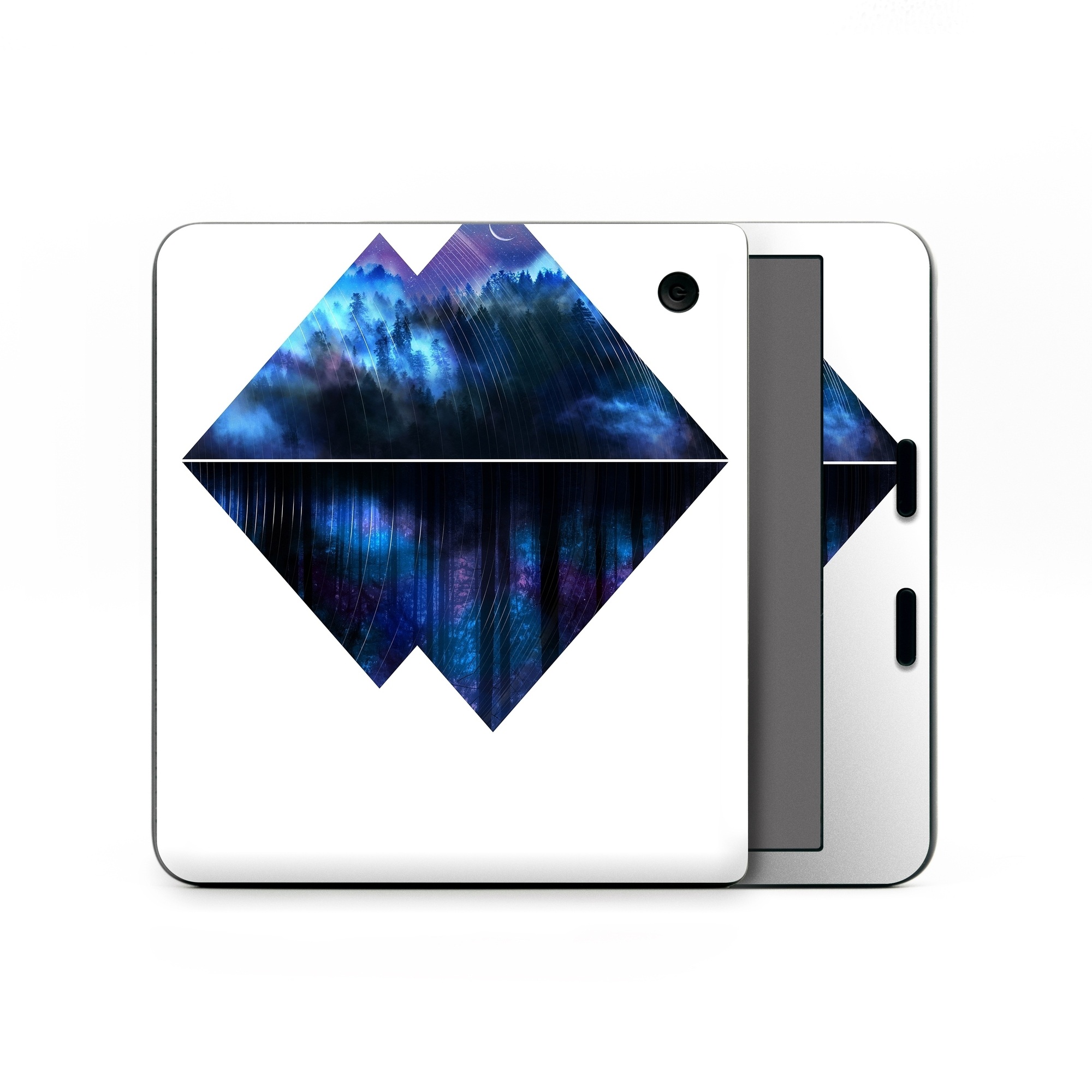 Kobo Libra Colour Skin design of Blue, Cobalt blue, Pyramid, Pattern, Electric blue, Design, Fractal art, Sky, Triangle, Space, with white, blue, purple, black colors