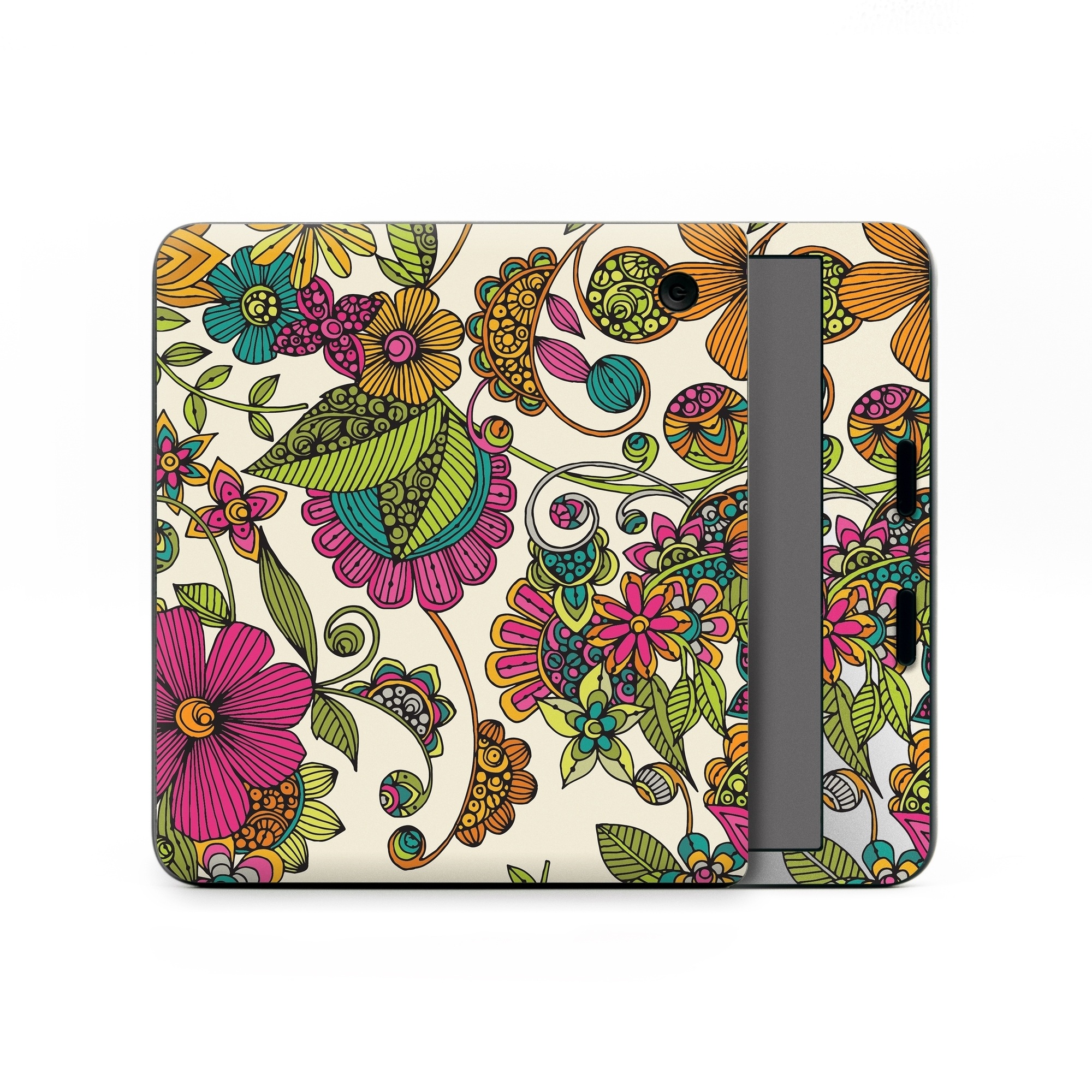 Kobo Libra Colour Skin design of Pattern, Floral design, Motif, Design, Visual arts, Botany, Pedicel, Flower, Plant, Textile, with green, pink, orange, blue colors