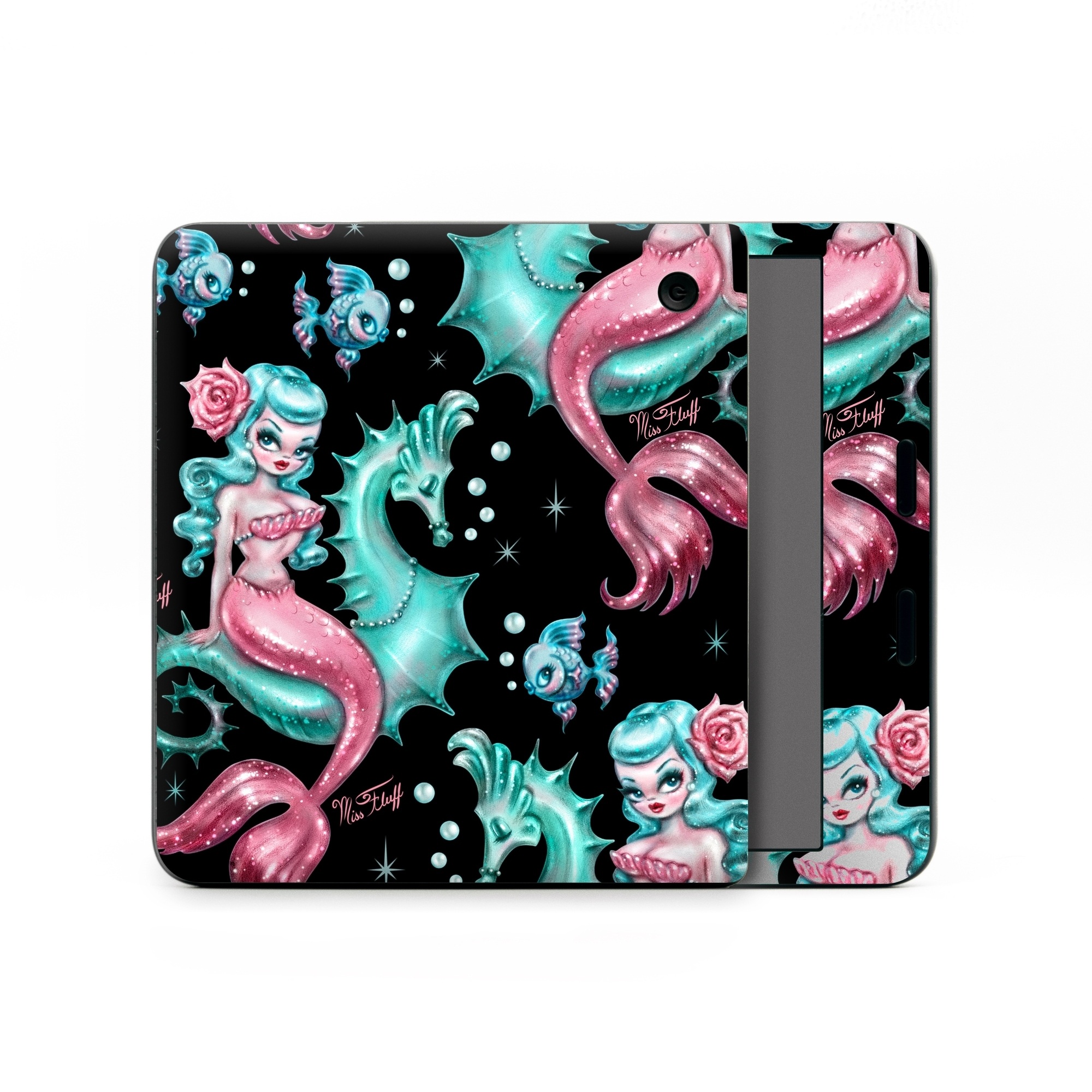 Kobo Libra Colour Skin design of Pink, Pattern, Illustration, Organism, Design, Art, Textile, Visual arts, Graphic design, Fictional character, with black, green, pink, yellow colors