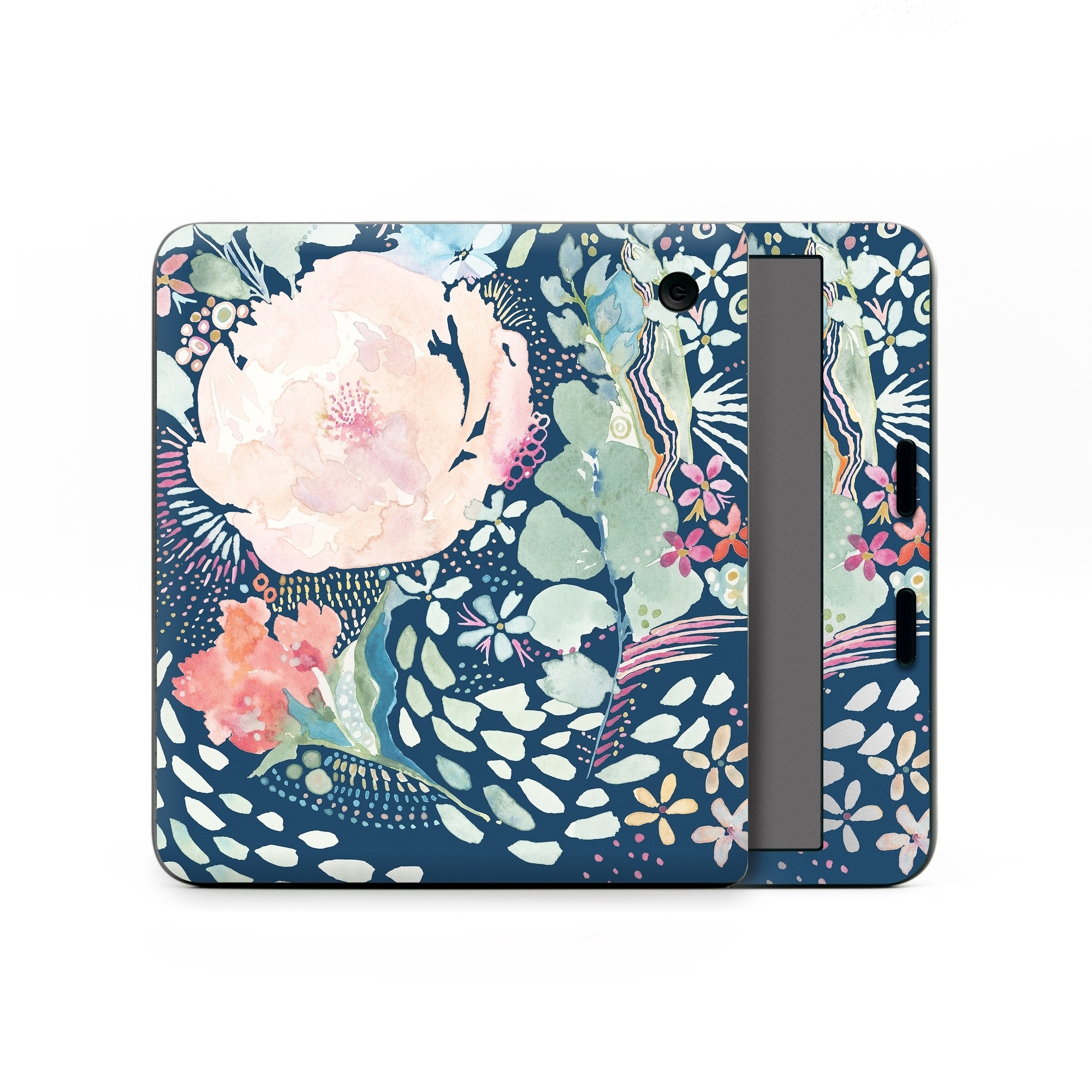 Kobo Libra Colour Skin design of Flower, Plant, Petal, Botany, Textile, Sleeve, Creative arts, Art, Painting, Aqua, with blue, pink, green, white, orange, yellow, red colors