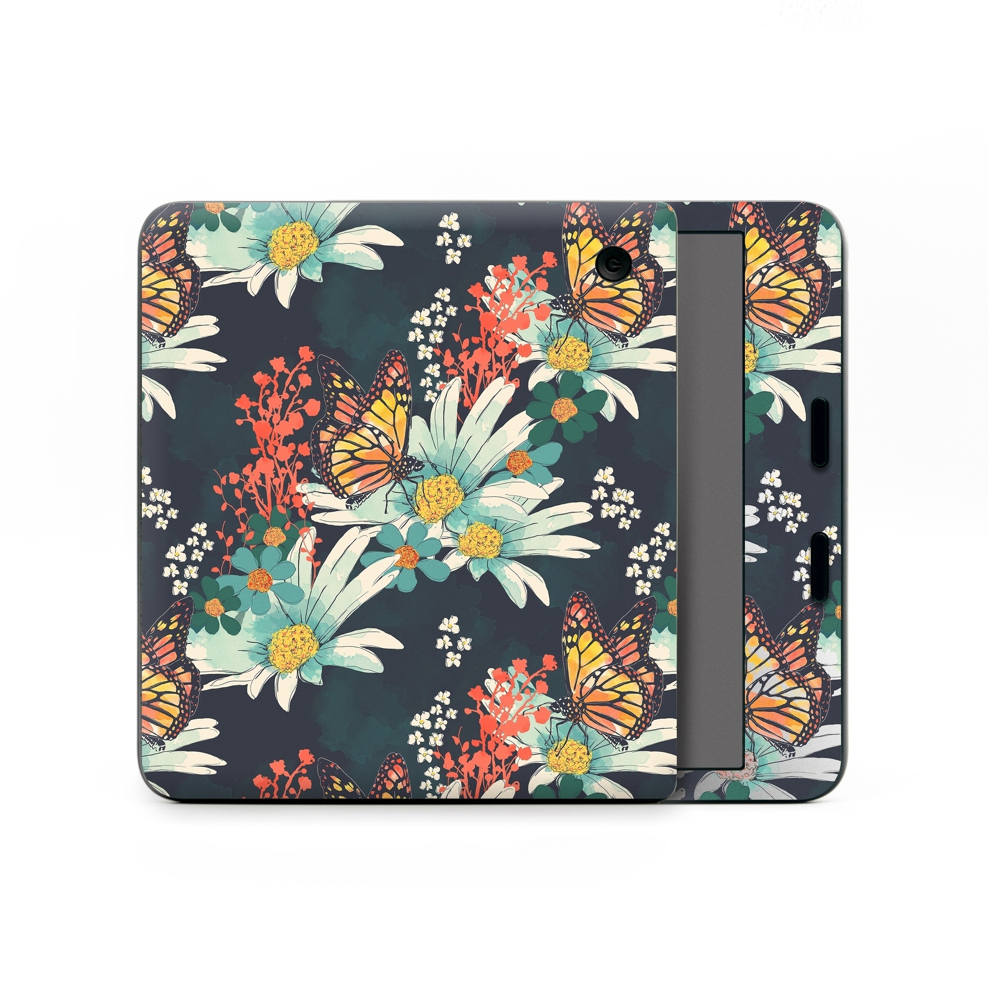 Kobo Libra Colour Skin design of Floral design, Pattern, Flower, Floristry, Textile, Botany, Plant, Visual arts, Design, Flower Arranging, with black, gray, green, red, blue, pink colors