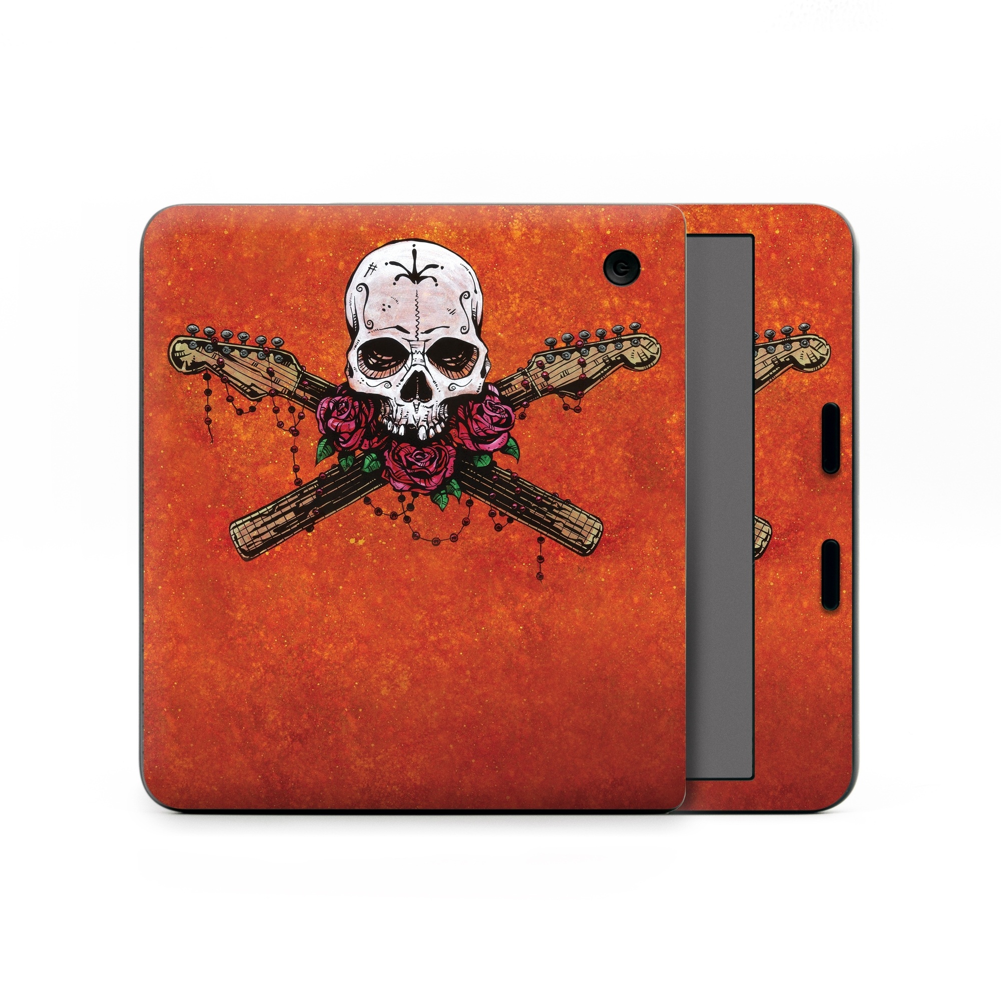 Kobo Libra Colour Skin design of Sleeve, Orange, Skull, Font, Bone, Art, T-shirt, Symbol, Circle, Emblem, with black, white, gray, brown, red, green colors