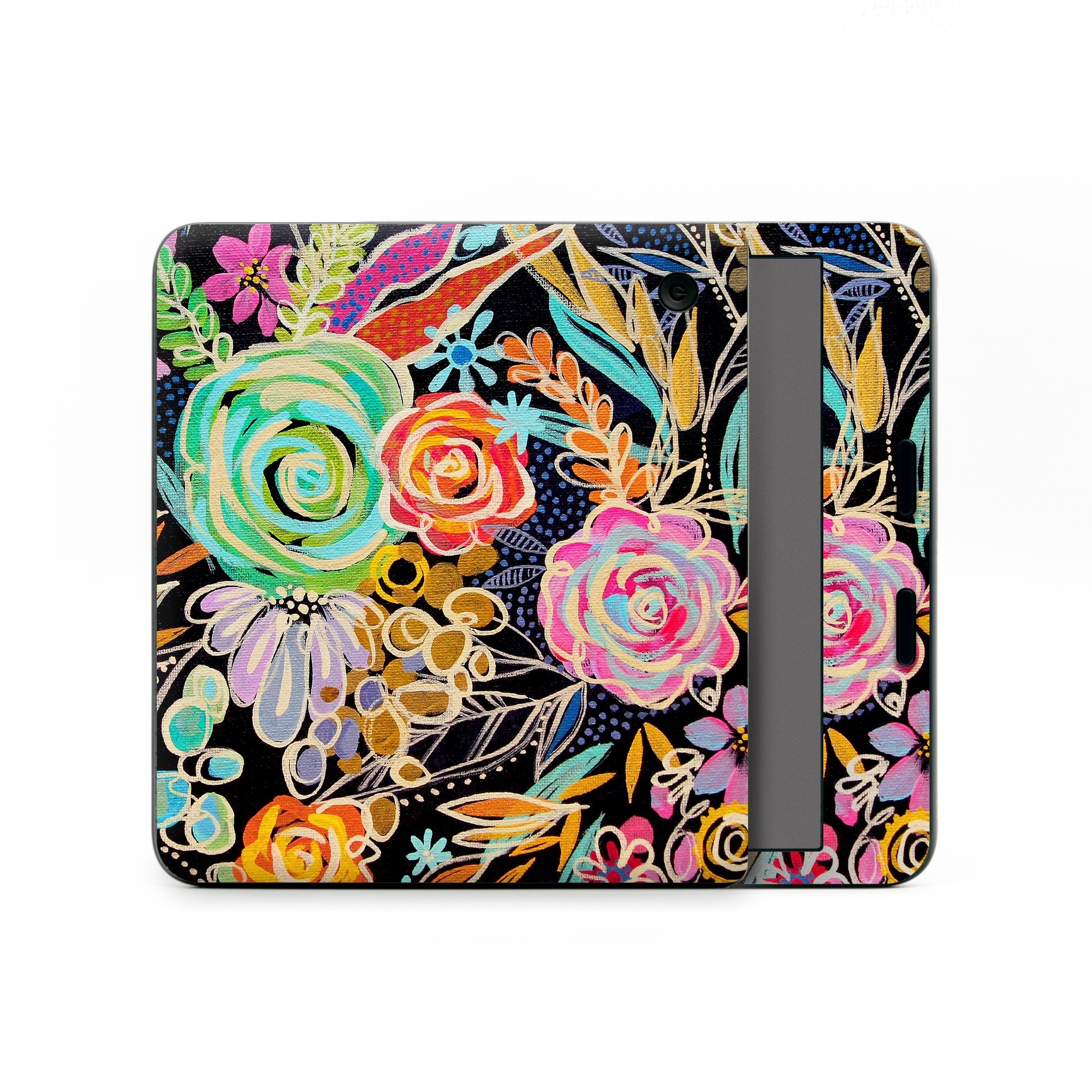 Kobo Libra Colour Skin design of Pattern, Floral design, Design, Textile, Visual arts, Art, Graphic design, Psychedelic art, Plant, with black, gray, green, red, blue colors