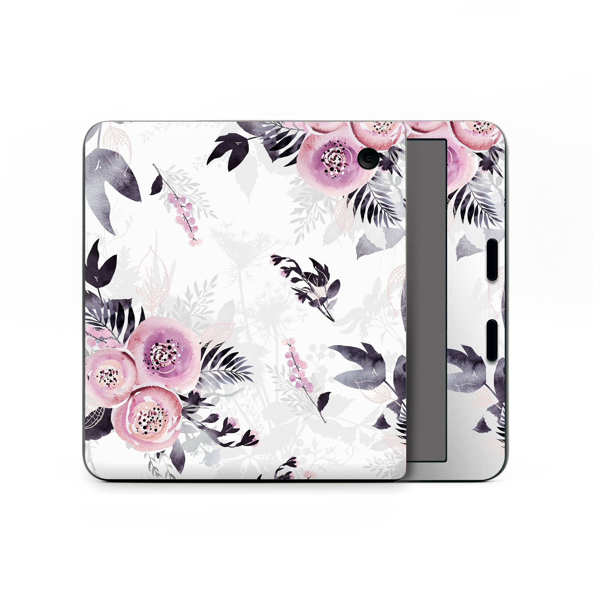 Kobo Libra Colour Skin design of Pink, Pattern, Design, Floral design, Textile, Plant, Flower, Magenta, Petal, Wallpaper, with white, purple, pink, black, gray colors