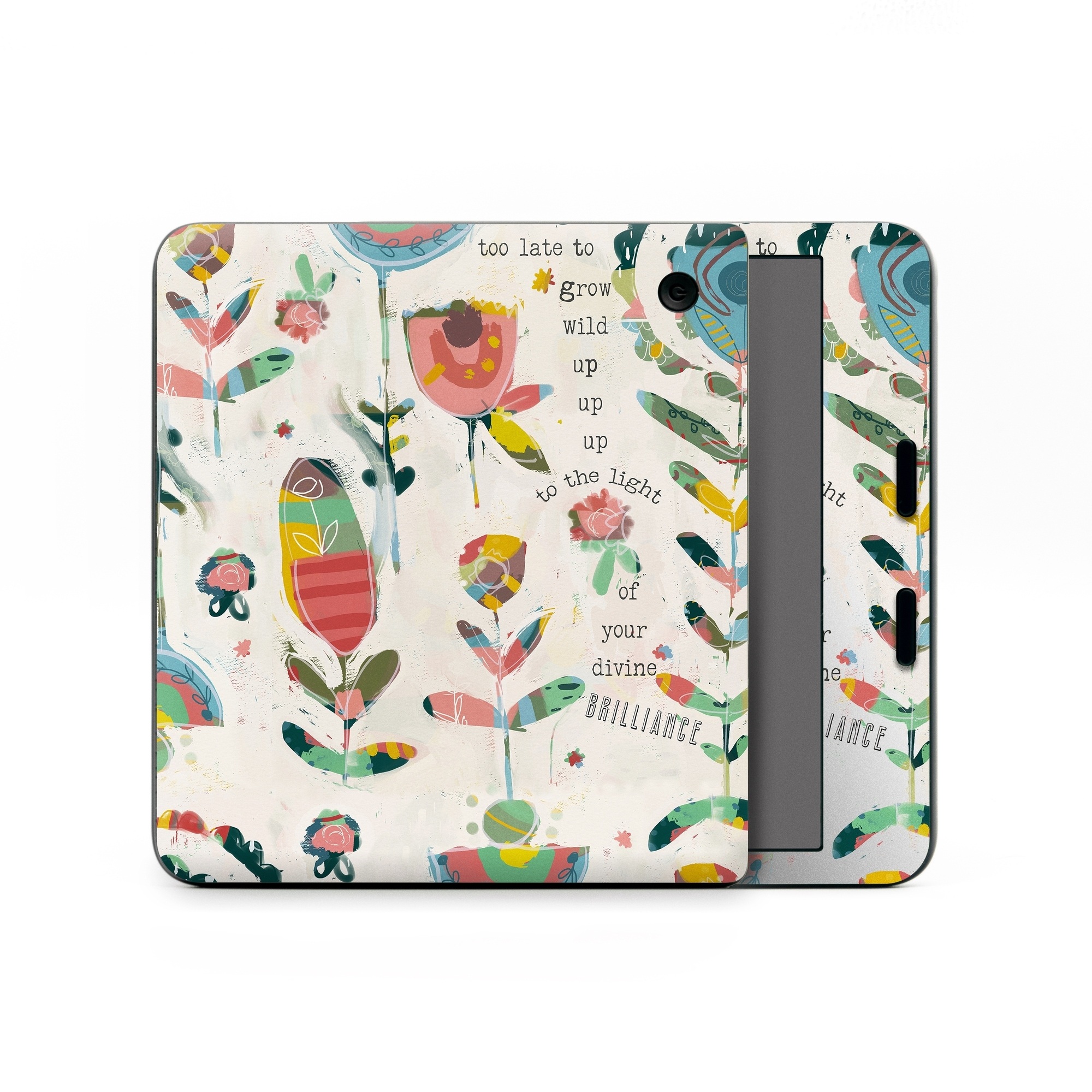 Kobo Libra Colour Skin design of Textile, Organism, Font, Creative arts, Art, Pattern, Illustration, Terrestrial plant, Painting, Drawing, with purple, black, green, yellow, blue, red colors