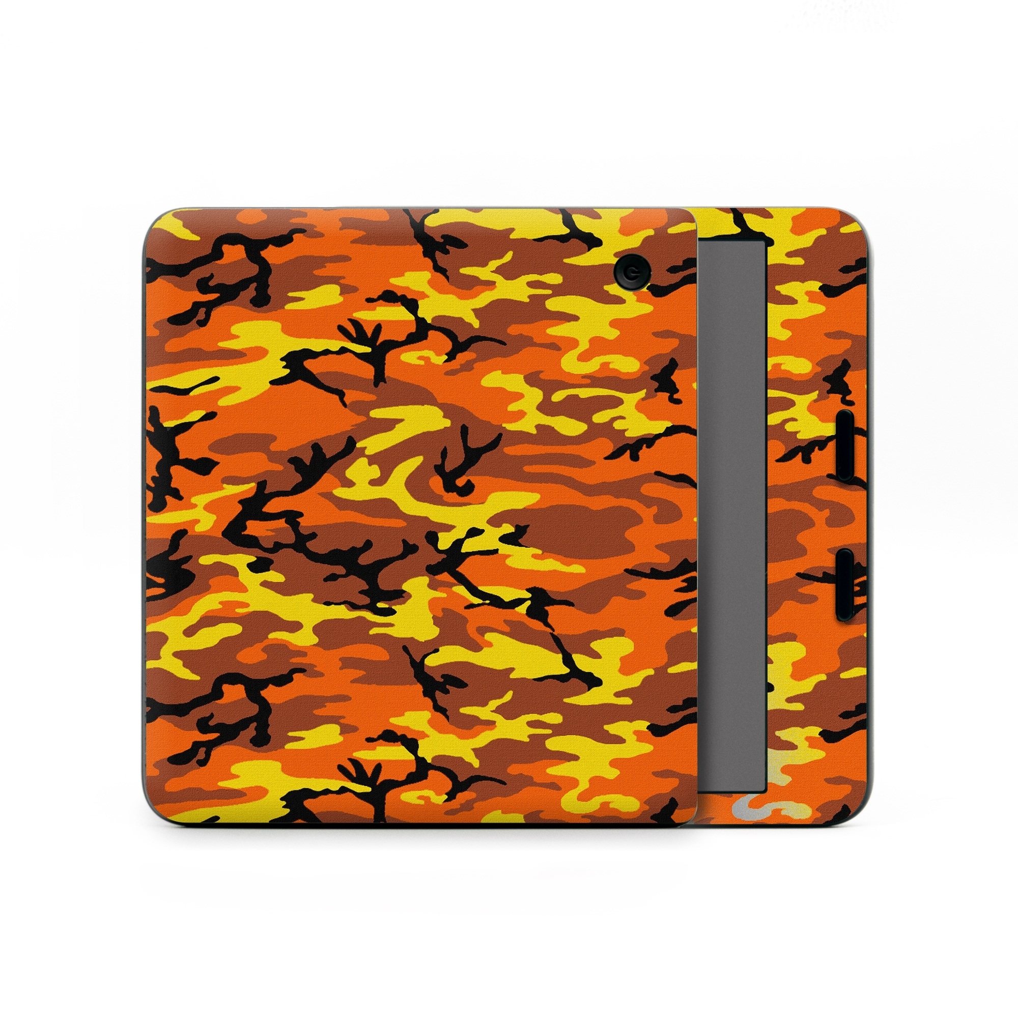 Kobo Libra Colour Skin design of Military camouflage, Orange, Pattern, Camouflage, Yellow, Brown, Uniform, Design, Tree, Wildlife, with red, green, black colors