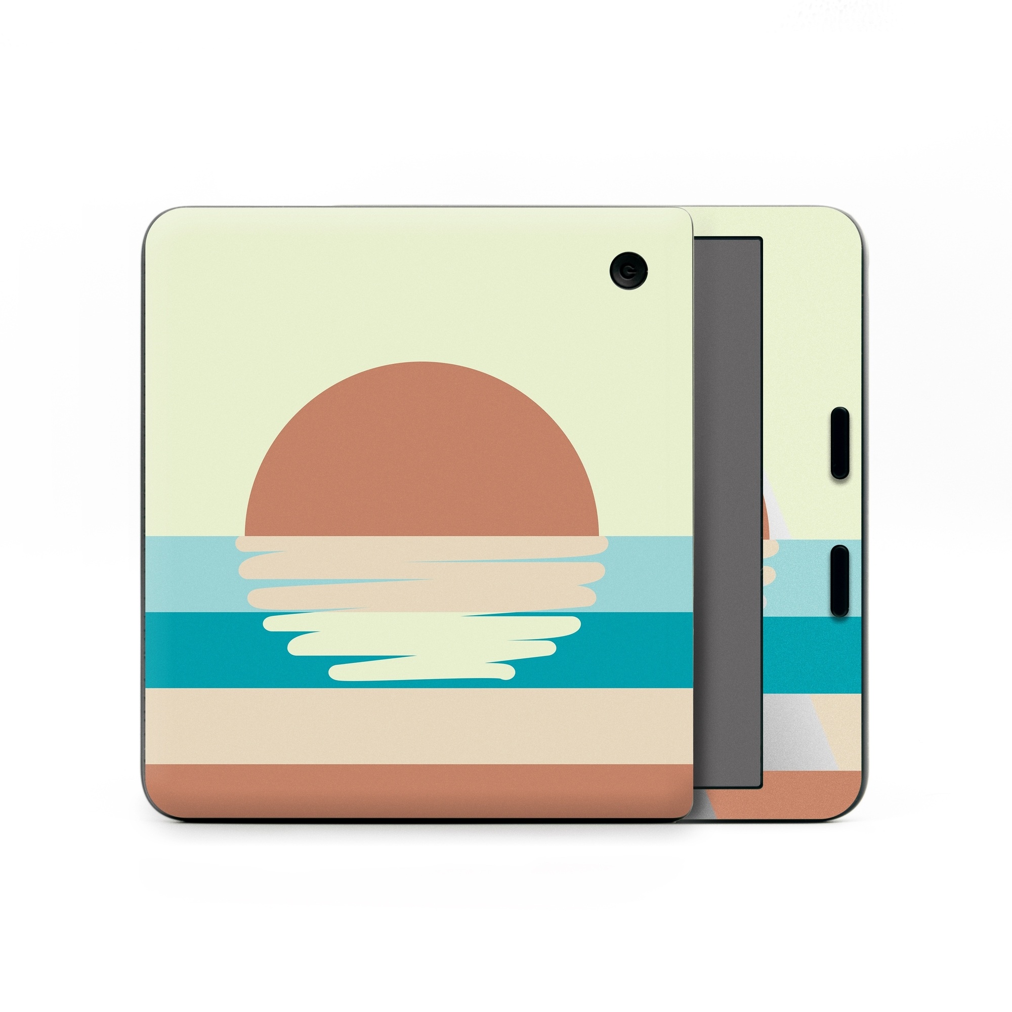 Kobo Libra Colour Skin design of Head, Water, Font, Electric blue, Horizon, Circle, Art, Sitting, Leisure, Graphics, with blue, yellow, brown, orange colors