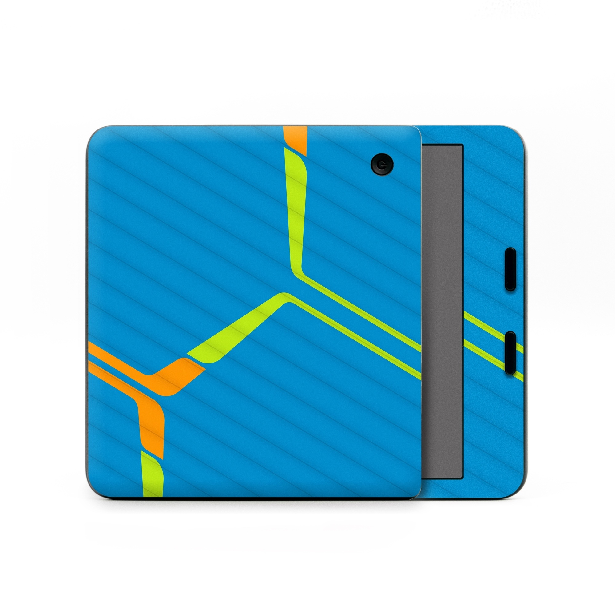 Kobo Libra Colour Skin design of Azure, Triangle, Rectangle, Parallel, Electric blue, Symmetry, Font, Pattern, Circle, Sky, with blue, orange, green colors