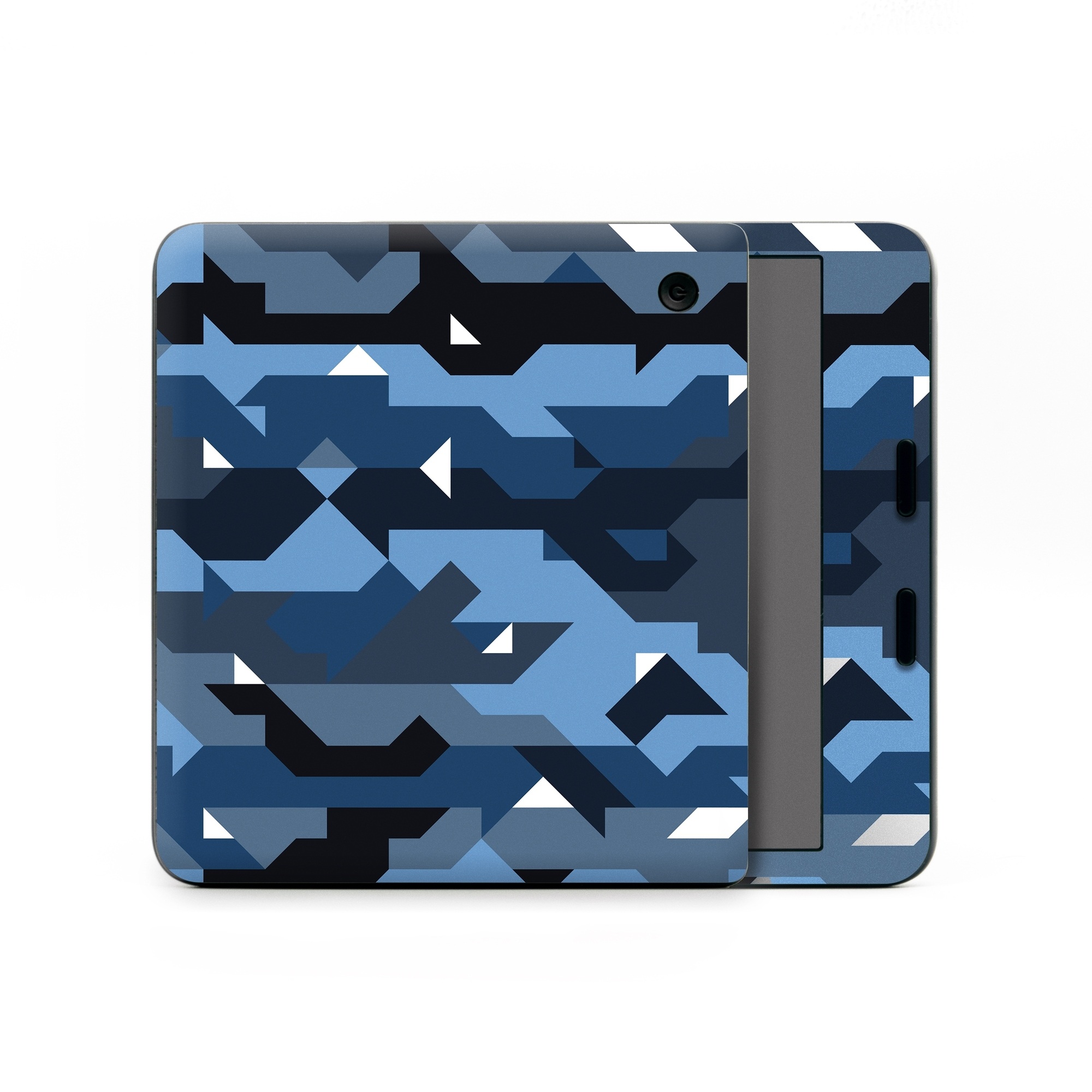 Kobo Libra Colour Skin design of Blue, Pattern, Design, Font, Line, Camouflage, Illustration, Triangle, with blue, black, white, gray colors