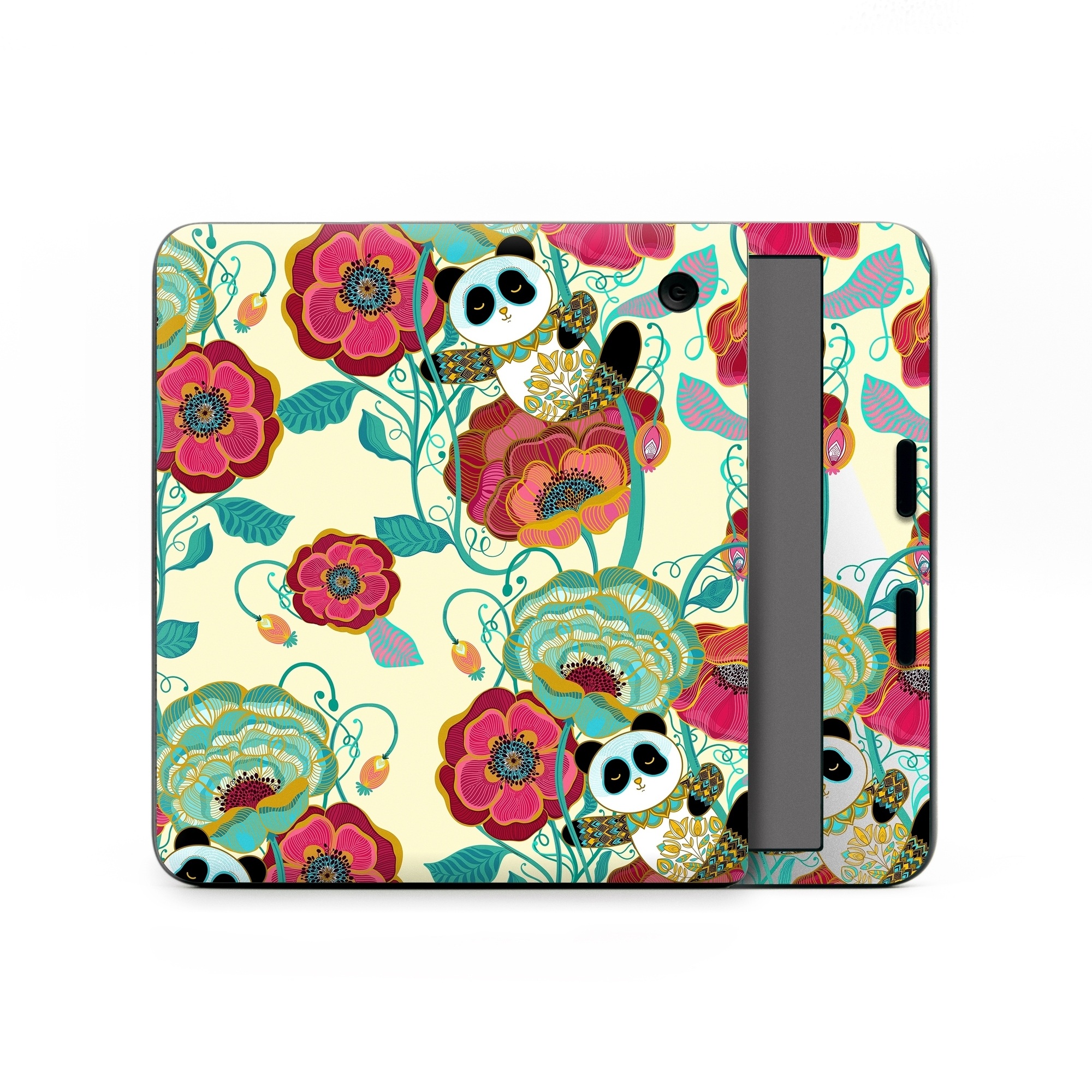 Kobo Libra Colour Skin design of Plant, Product, Green, Botany, Art, Flower, Pink, Rectangle, Red, Aqua, with white, red, pink, yellow, green, blue, black colors