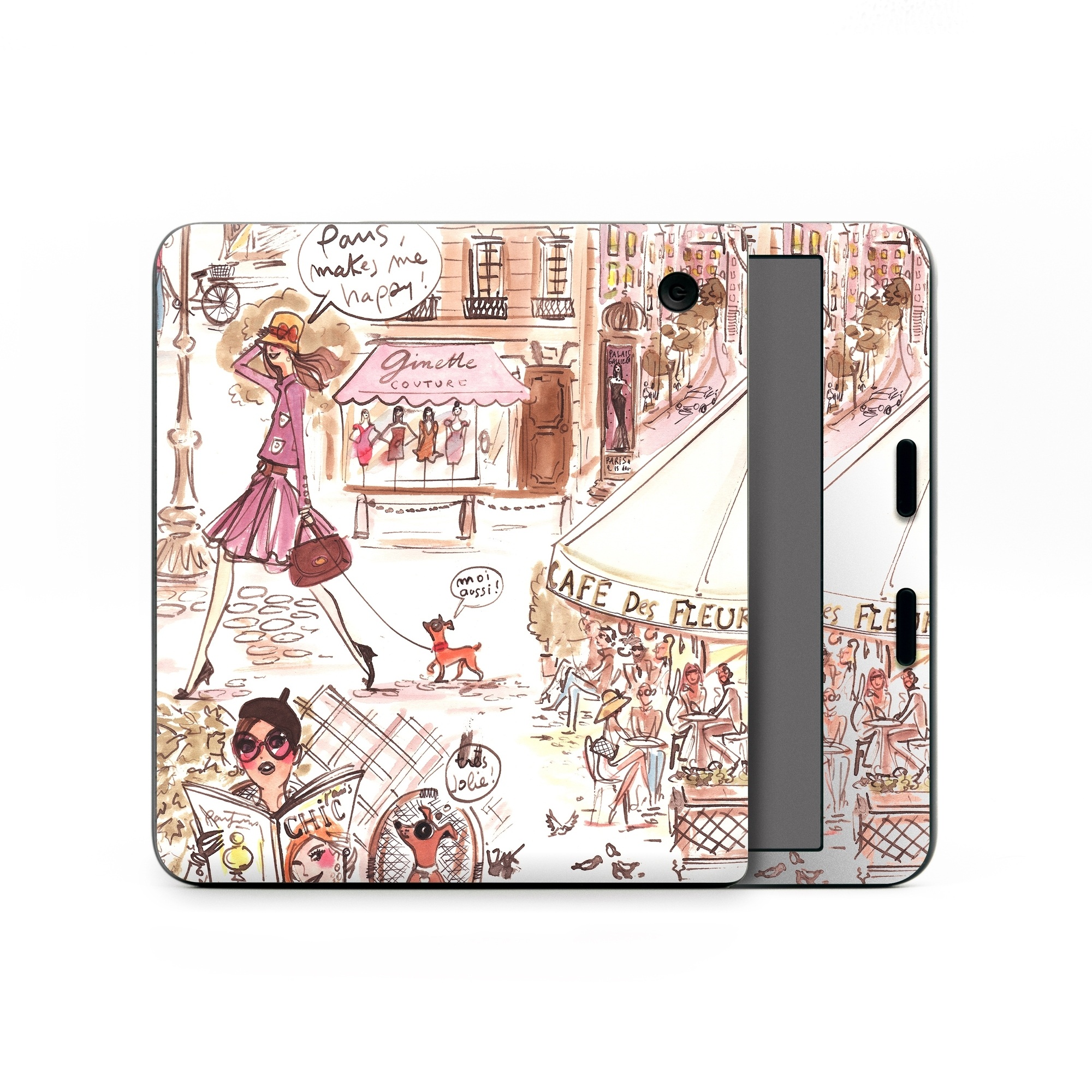 Kobo Libra Colour Skin design of Cartoon, Illustration, Comic book, Fiction, Comics, Art, Human, Organism, Fictional character, Style, with gray, white, pink, red, yellow, green colors
