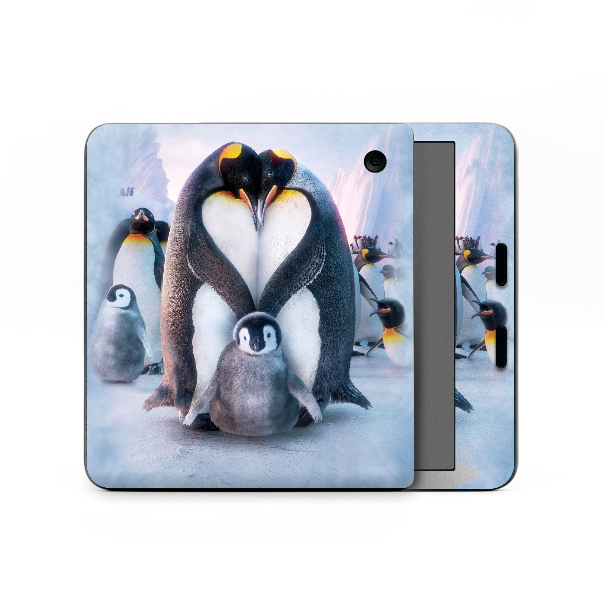 Kobo Libra Colour Skin design of Bird, Vertebrate, Flightless bird, Penguin, Gentoo penguin, Emperor penguin, King penguin, Beak, Wildlife, Arctic, with gray, black, blue, purple colors