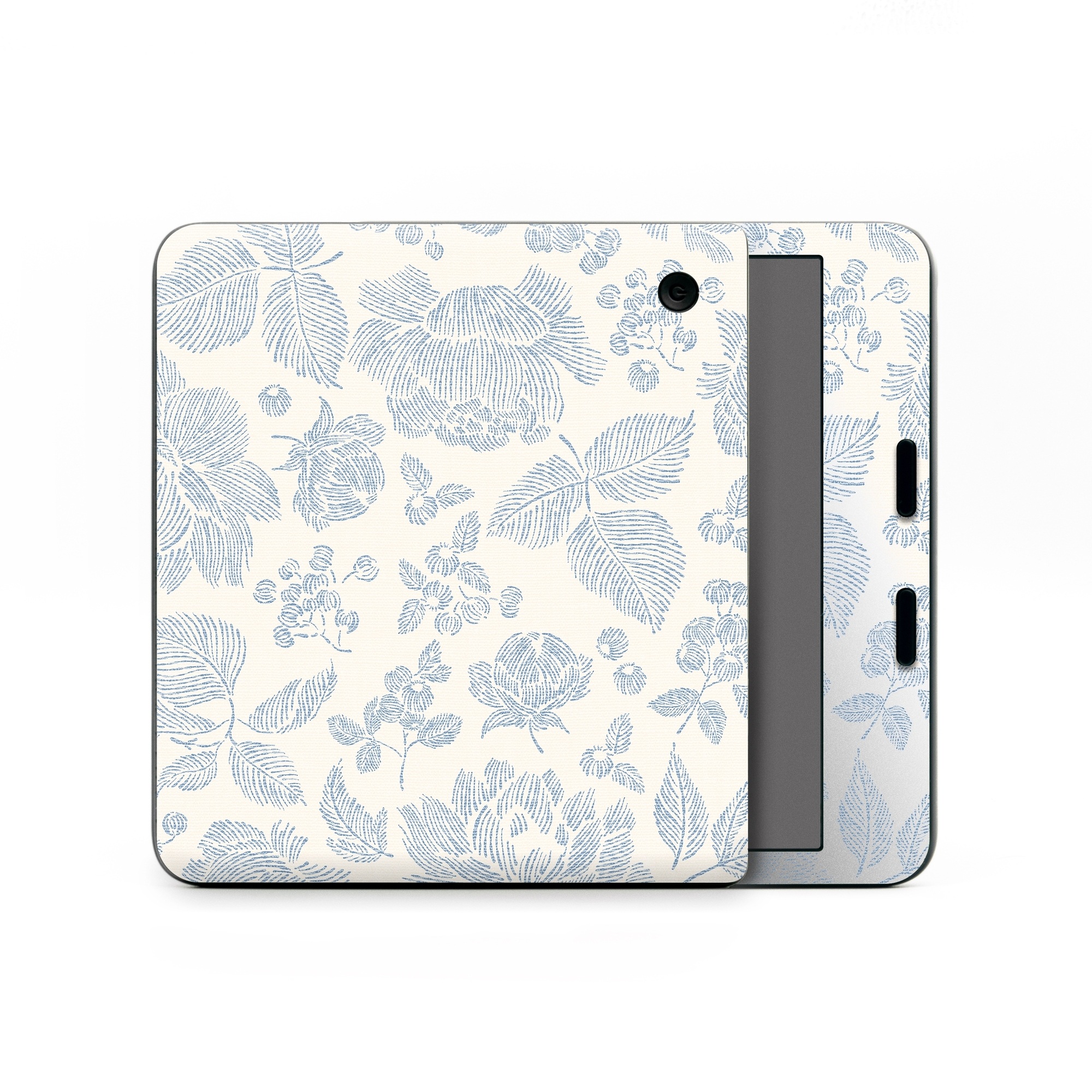 Kobo Libra Colour Skin design of White, Botany, Leaf, Textile, Branch, Organism, Art, Aqua, Line, Rectangle, with white, blue colors