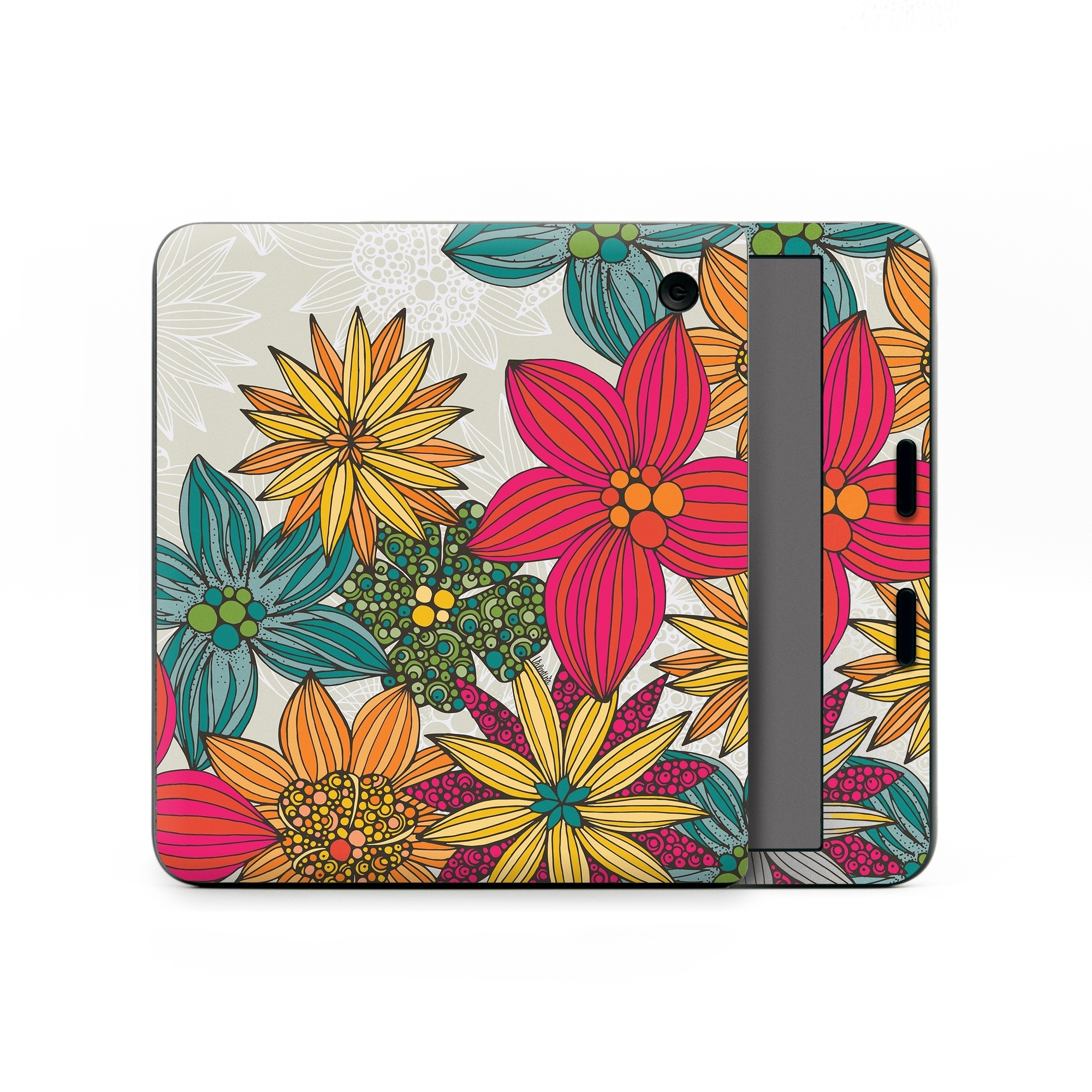 Kobo Libra Colour Skin design of Floral design, Pattern, Flower, Wildflower, Plant, Botany, Leaf, Design, Textile, Visual arts, with blue, yellow, red, green, orange, gray colors