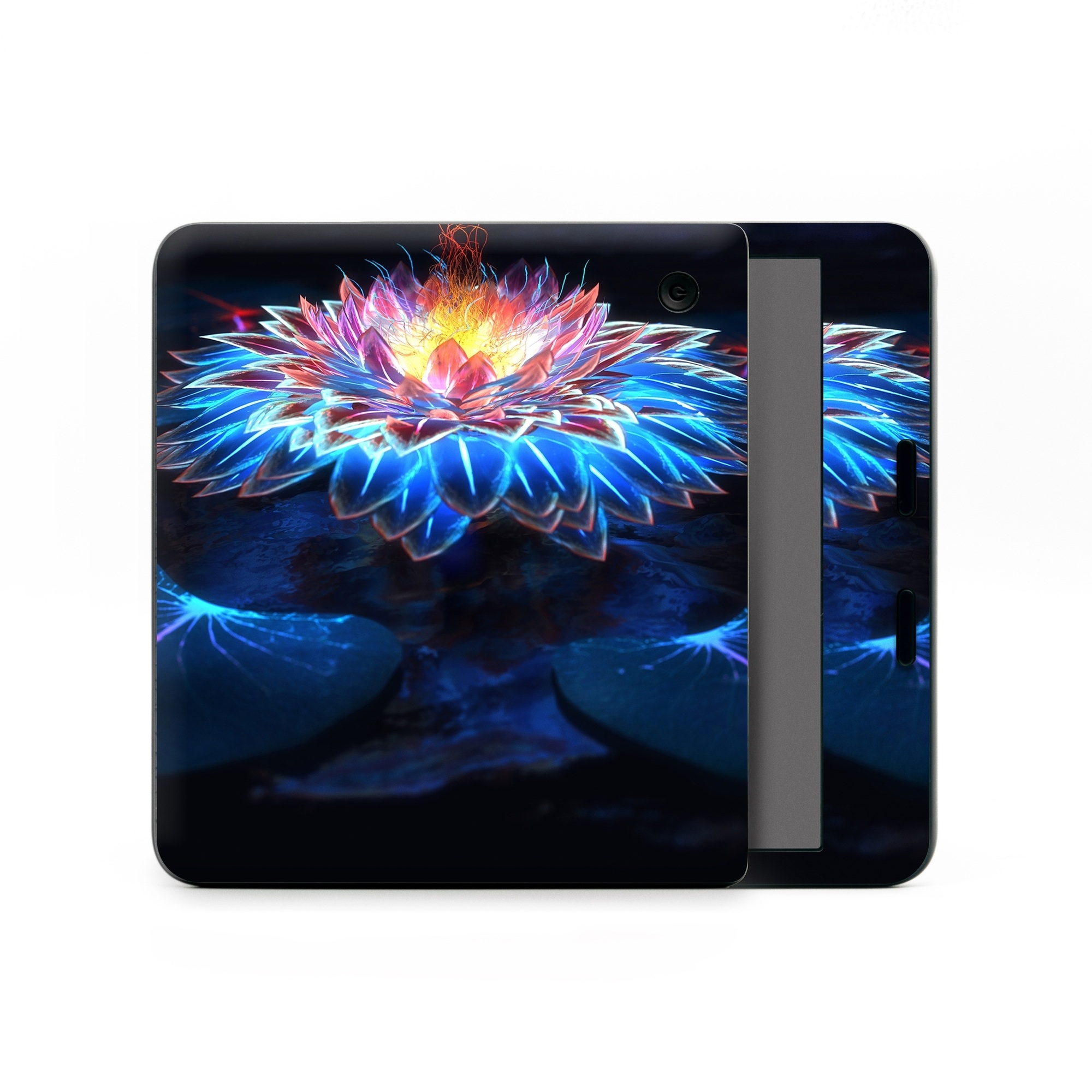 Kobo Libra Colour Skin design of Water, Light, Fractal art, Organism, Electric blue, Aquatic plant, Darkness, Plant, Art, Space, with black, blue, gray colors