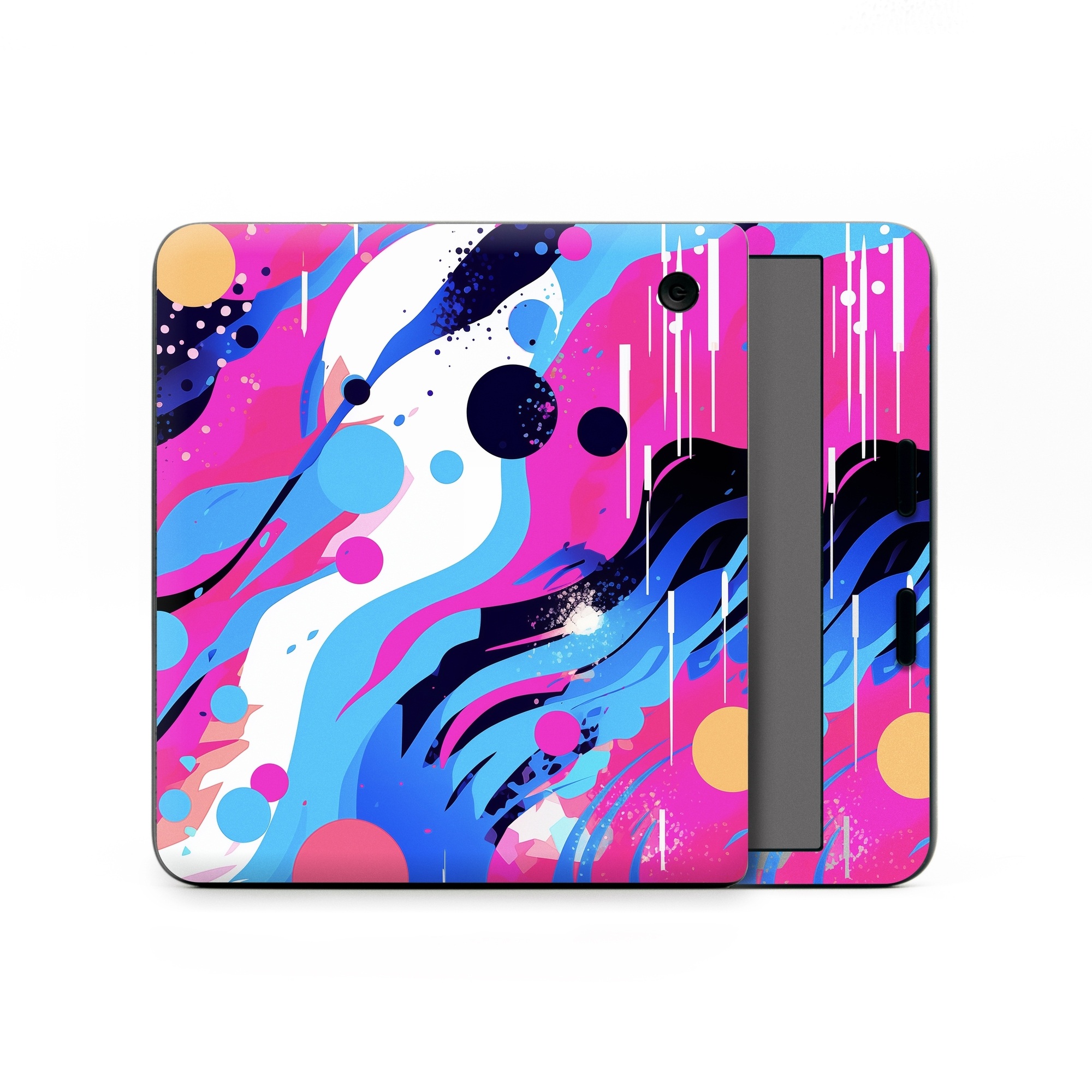 Kobo Libra Colour Skin design of Organism, Art, Line, Font, Magenta, Art paint, Paint, Pattern, Electric blue, Tints and shades, with pink, blue, white, black, orange colors
