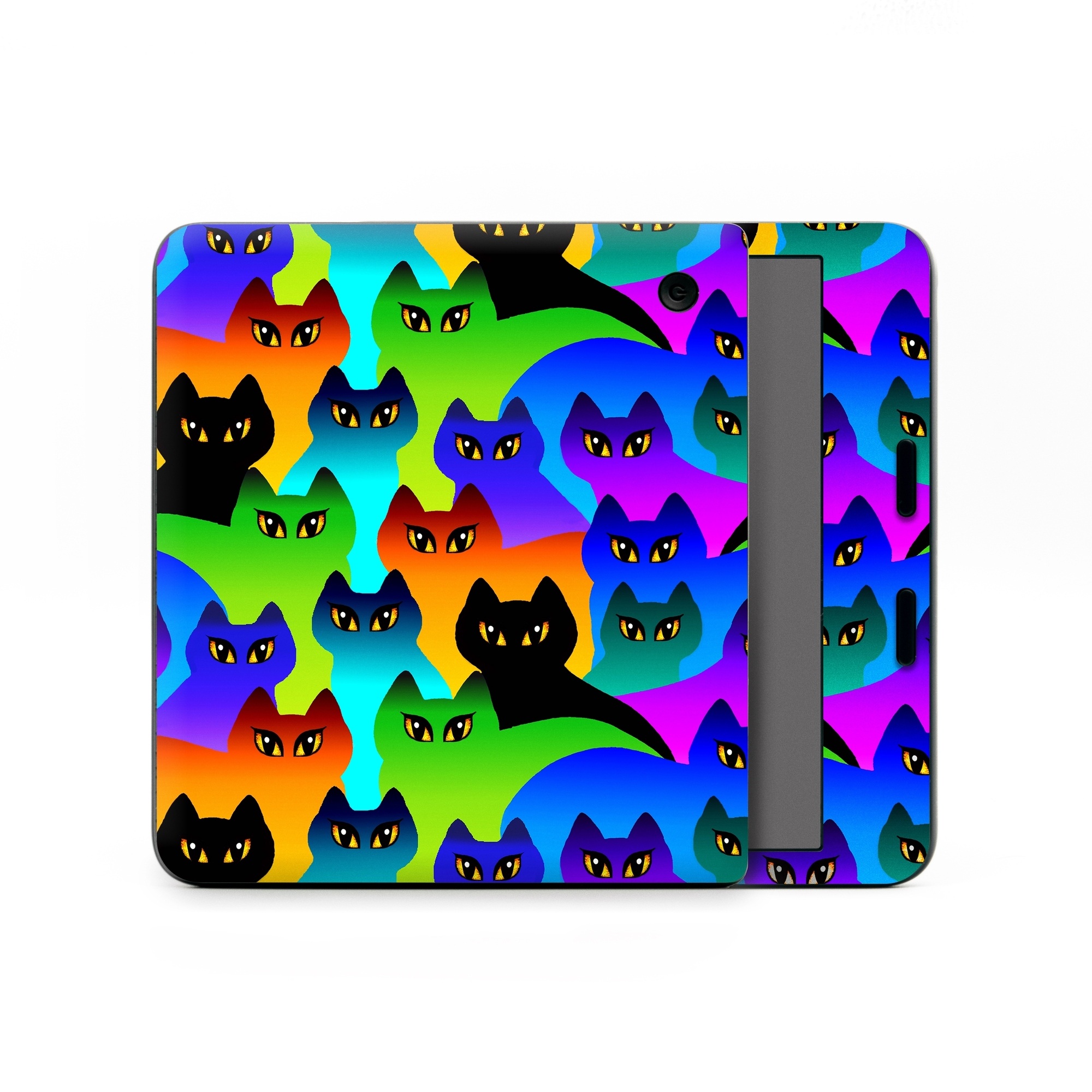 Kobo Libra Colour Skin design of Black cat, Purple, Cat, Small to medium-sized cats, Pattern, Design, Felidae, Illustration, Art, with black, blue, green, purple colors