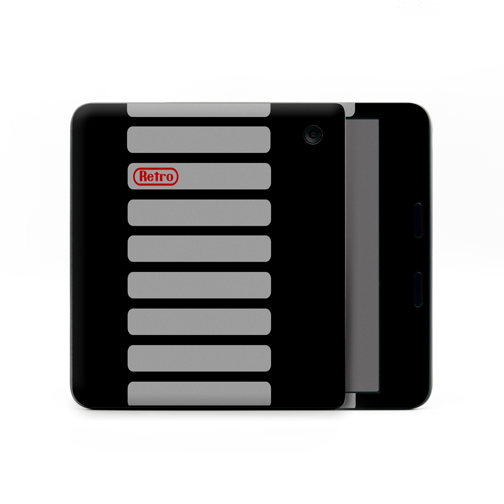 Kobo Libra Colour Skin design of Text, Black, Font, Logo, Line, Design, Material property, Pattern, Brand, Technology, with black, gray, red colors