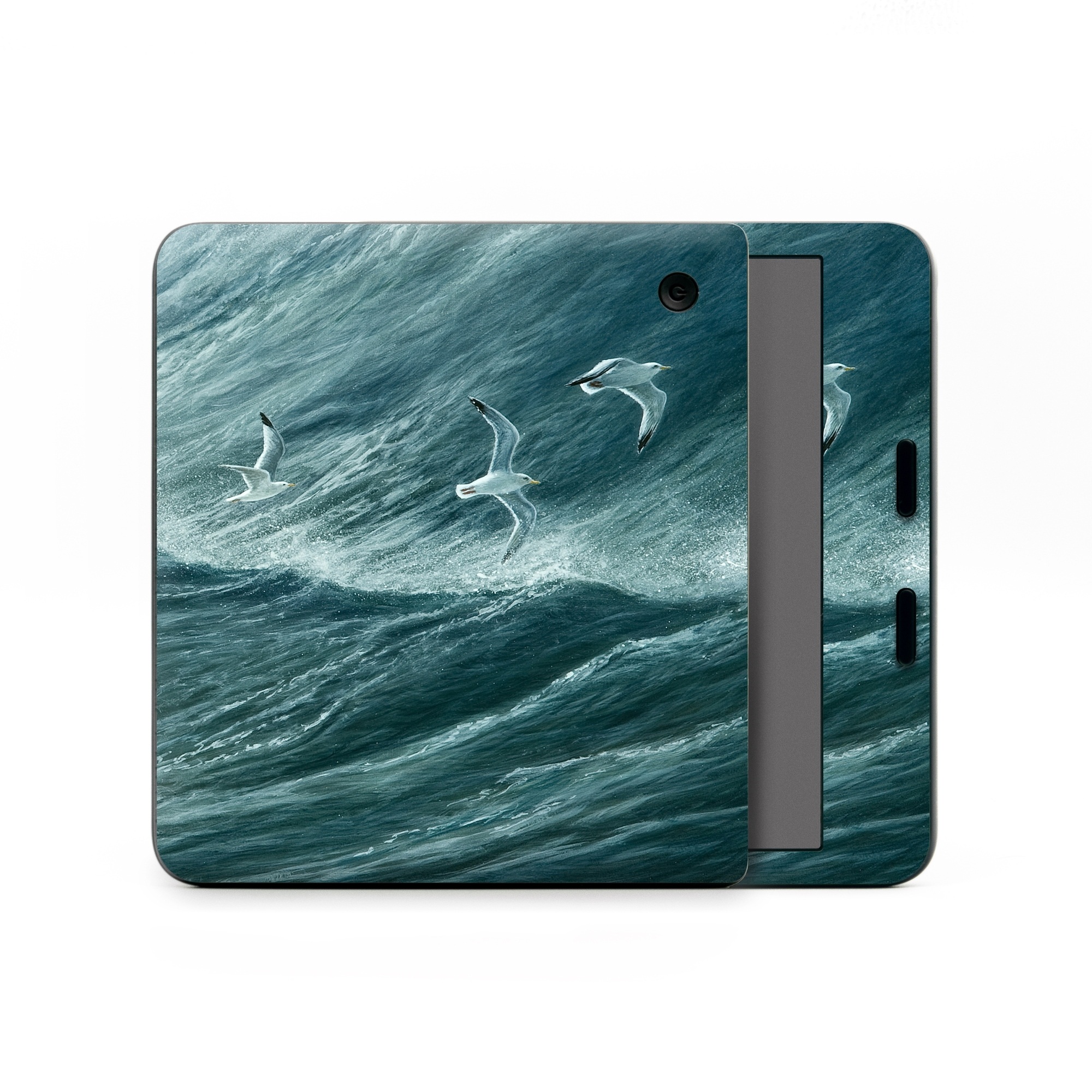 Kobo Libra Colour Skin design of Wave, Wind wave, Tide, Sea, Ocean, Water, Sky, Wind, Tsunami, Surfing, with blue, white colors