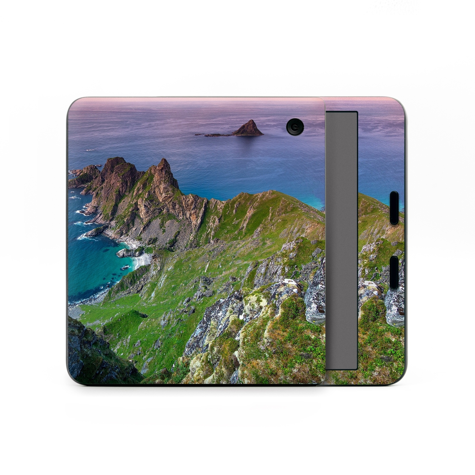 Kobo Libra Colour Skin design of Body of water, Nature, Sky, Coast, Sea, Headland, Natural landscape, Promontory, Coastal and oceanic landforms, Cliff, with red, orange, green, blue, yellow colors