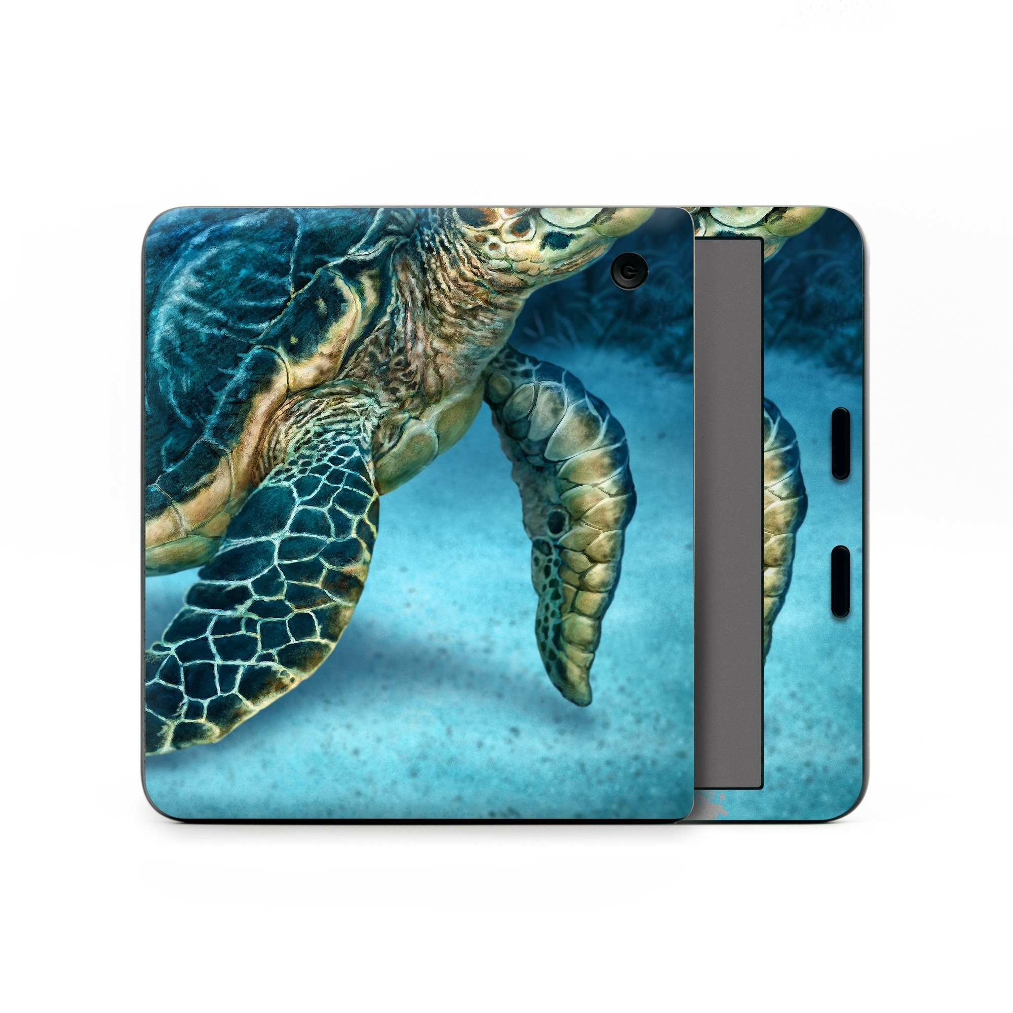 Kobo Libra Colour Skin design of Water, Nature, Organism, Reptile, Turtle, Hawksbill sea turtle, Underwater, Wildlife, Sea turtle, Reef, with green, gray, blue, white colors