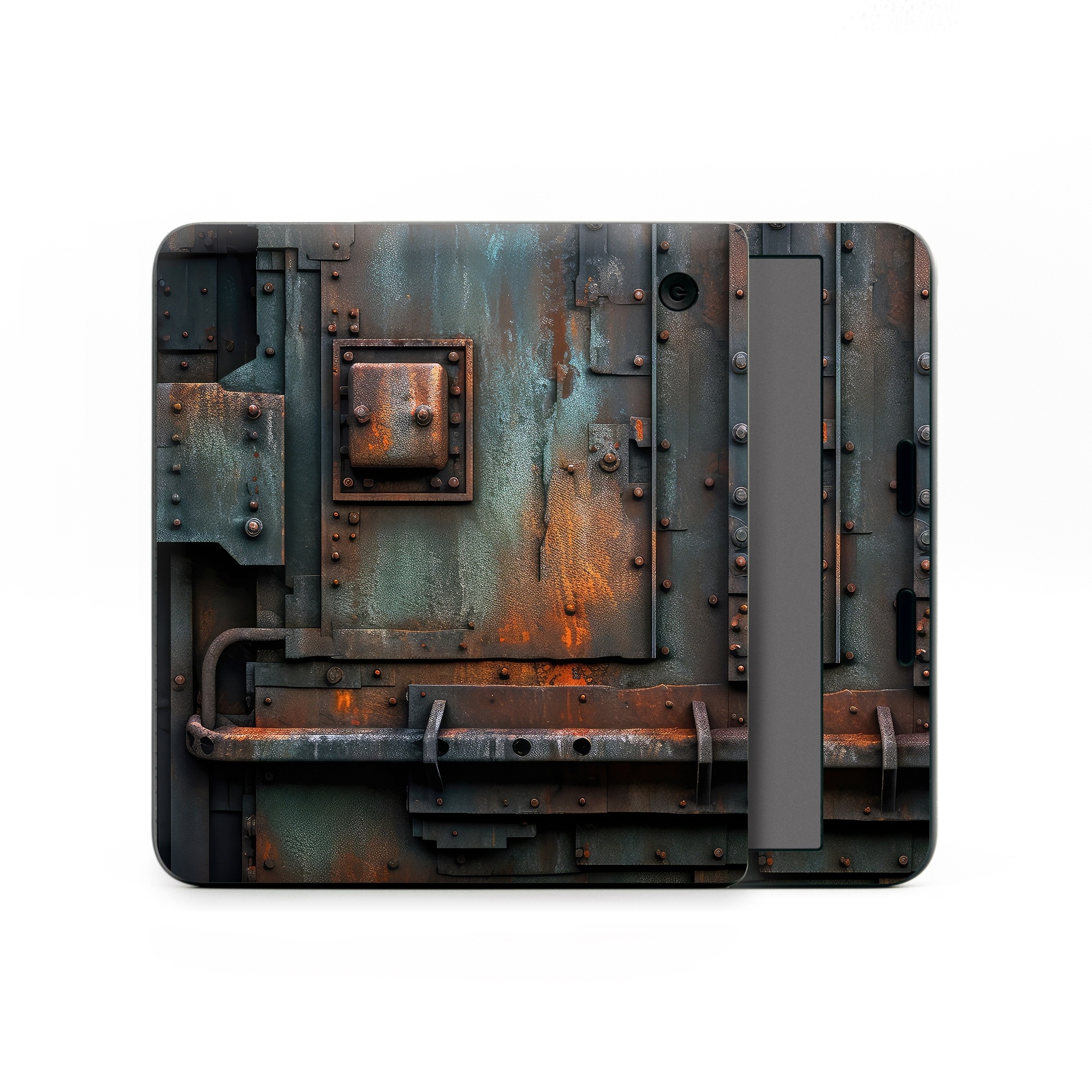 Kobo Libra Colour Skin design of Wood, Train, Wheel, Motor vehicle, Mode of transport, Rolling, Automotive lighting, Rolling stock, freight car, Gas, with black, brown, gray, white, orange colors