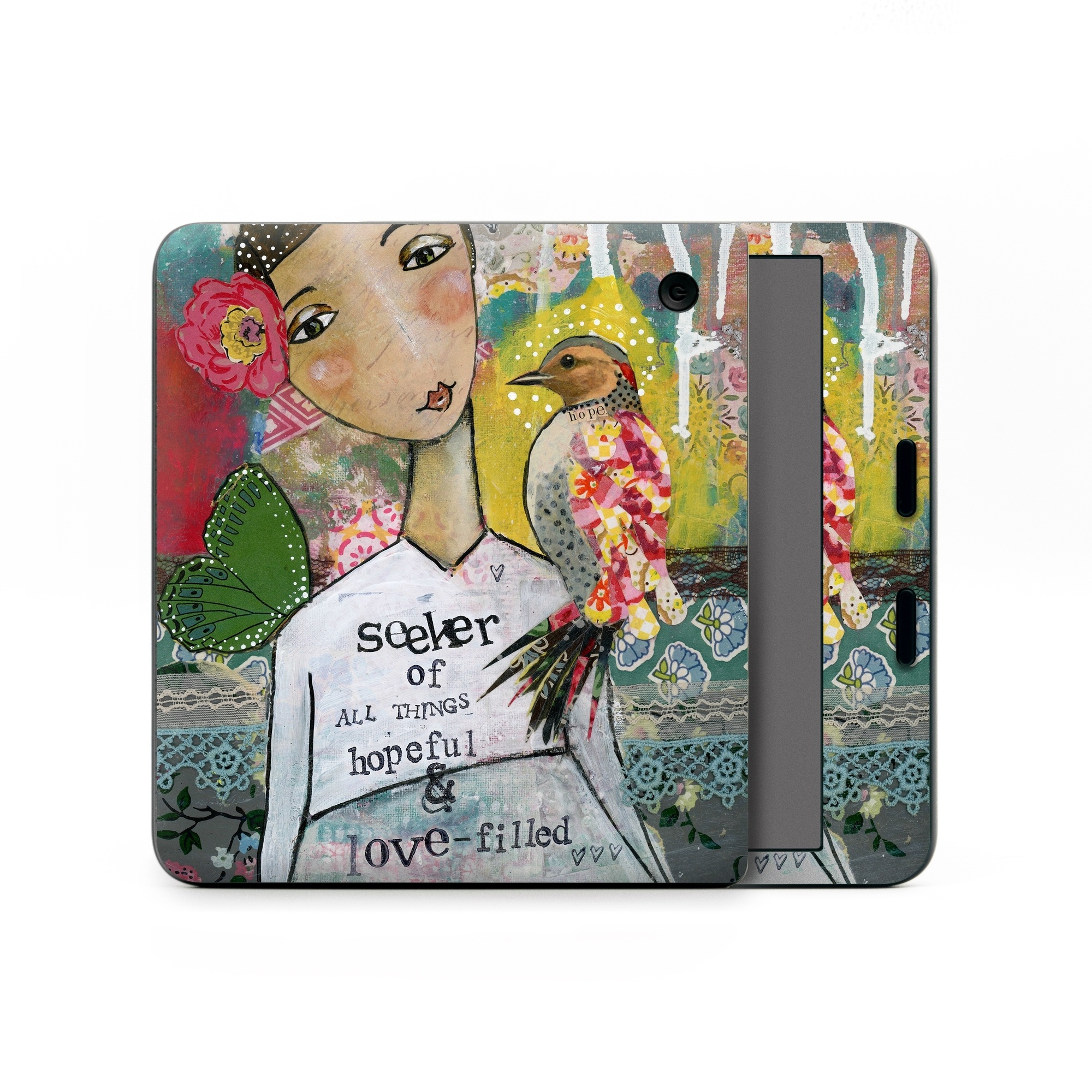 Kobo Libra Colour Skin design of Art, Painting, Illustration, Visual arts, Watercolor paint, Acrylic paint, Flower, Plant, Paint, Modern art, with white, green, pink, red, yellow colors