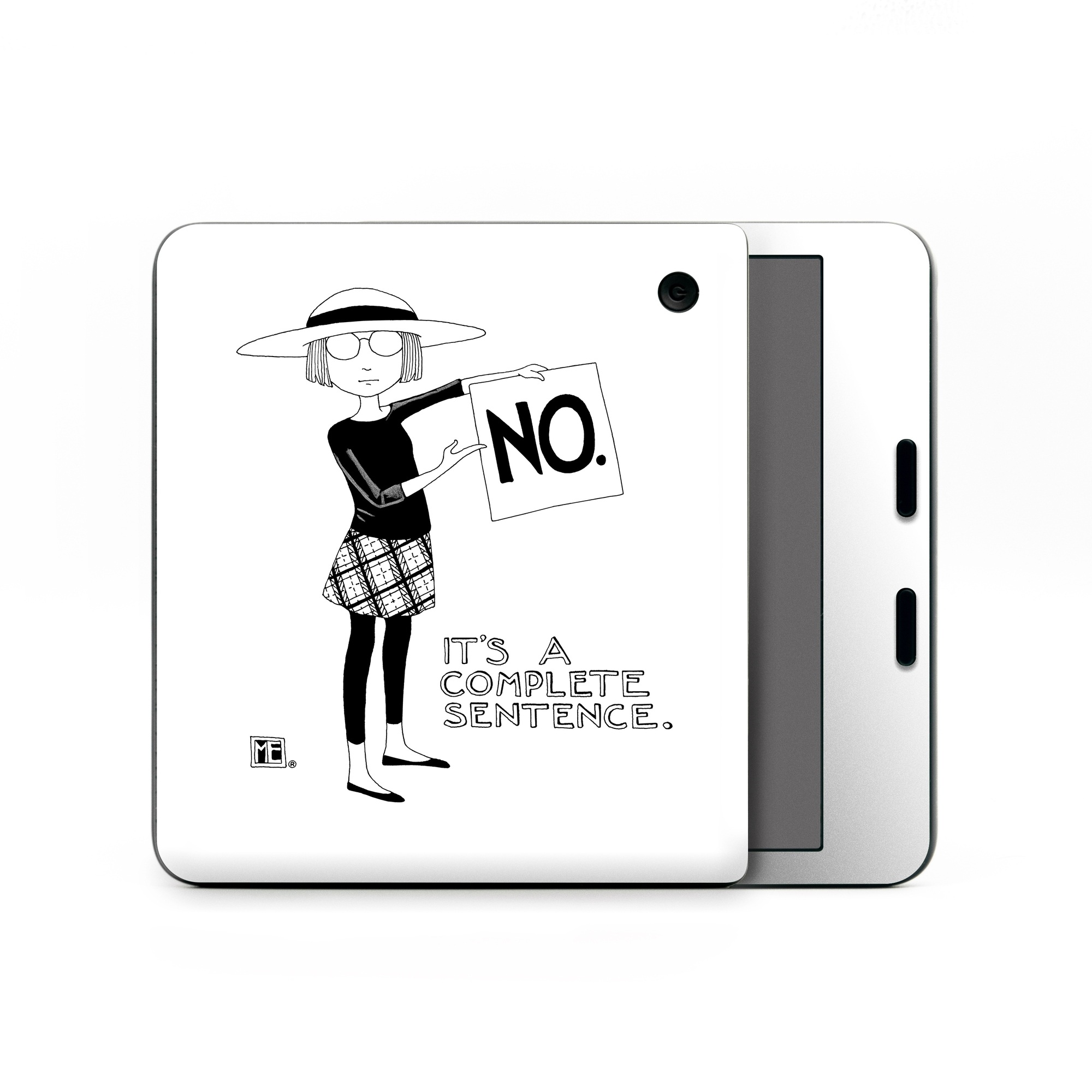 Kobo Libra Colour Skin design of Cartoon, Illustration, Design, Font, Black-and-white, Pattern, Style, with white, black colors