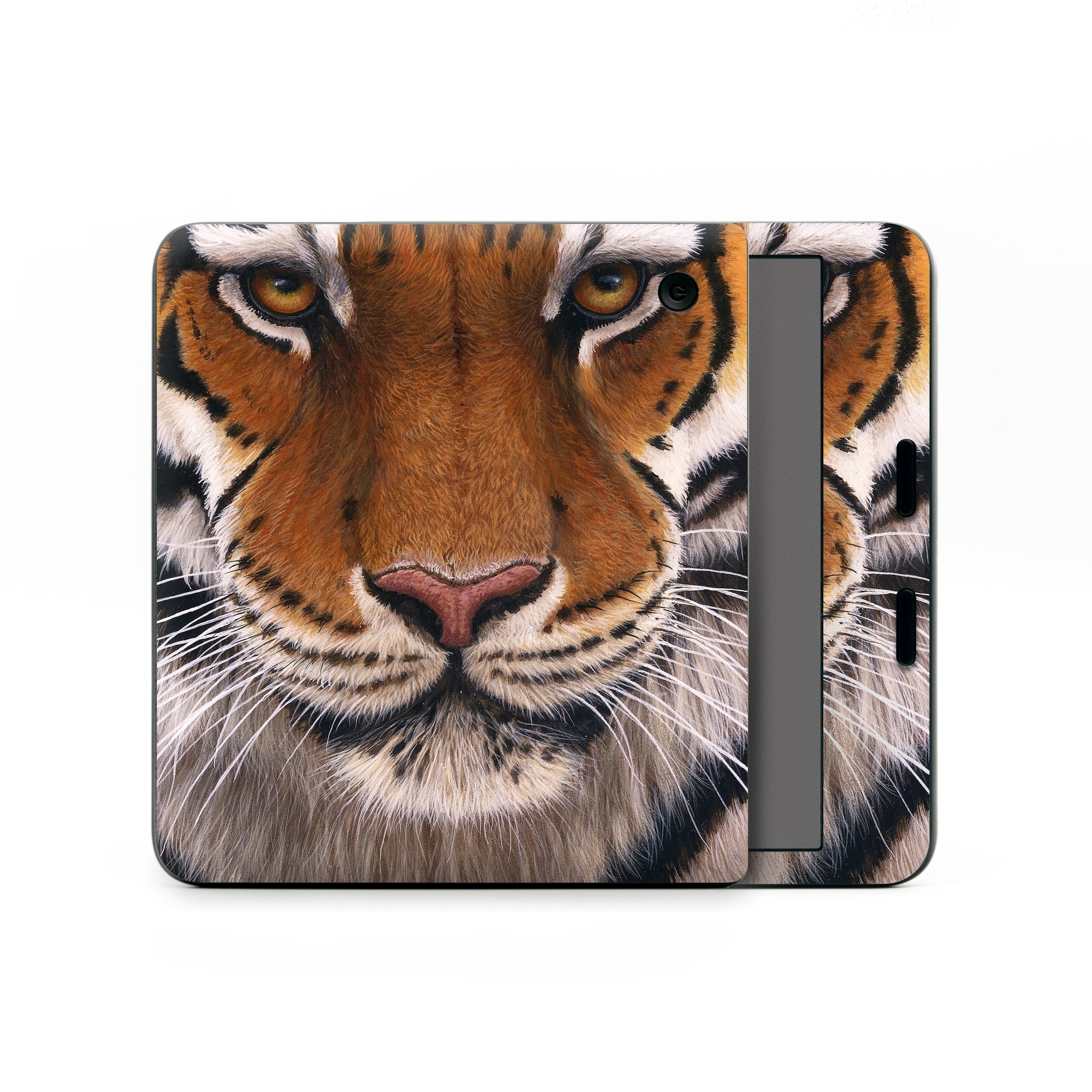 Kobo Libra Colour Skin design of Tiger, Mammal, Wildlife, Terrestrial animal, Vertebrate, Bengal tiger, Whiskers, Siberian tiger, Felidae, Snout, with black, gray, red, green, pink colors