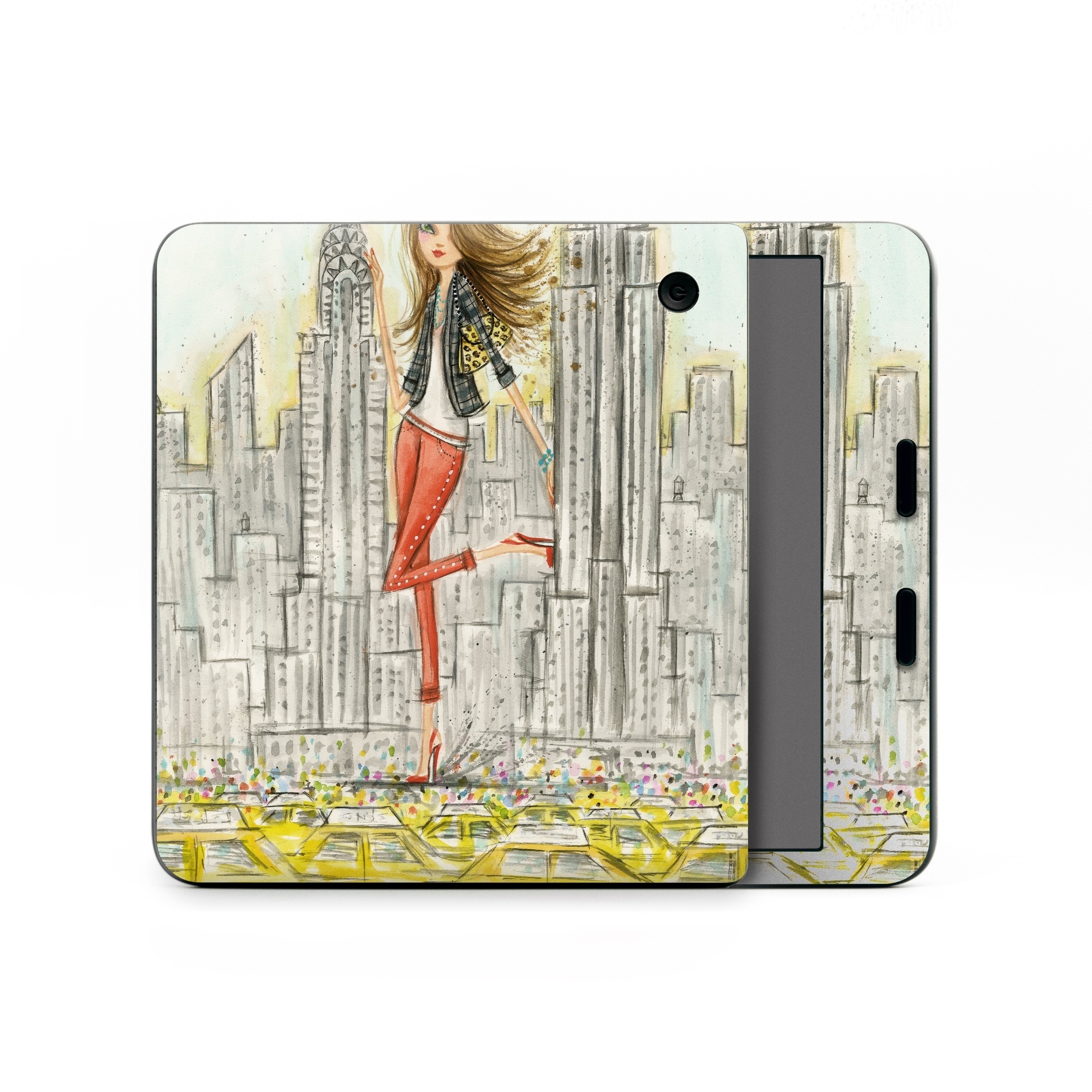 Kobo Libra Colour Skin design of Human settlement, Fashion illustration, Illustration, City, Art, Architecture, Drawing, Fictional character, with gray, green, black, red colors