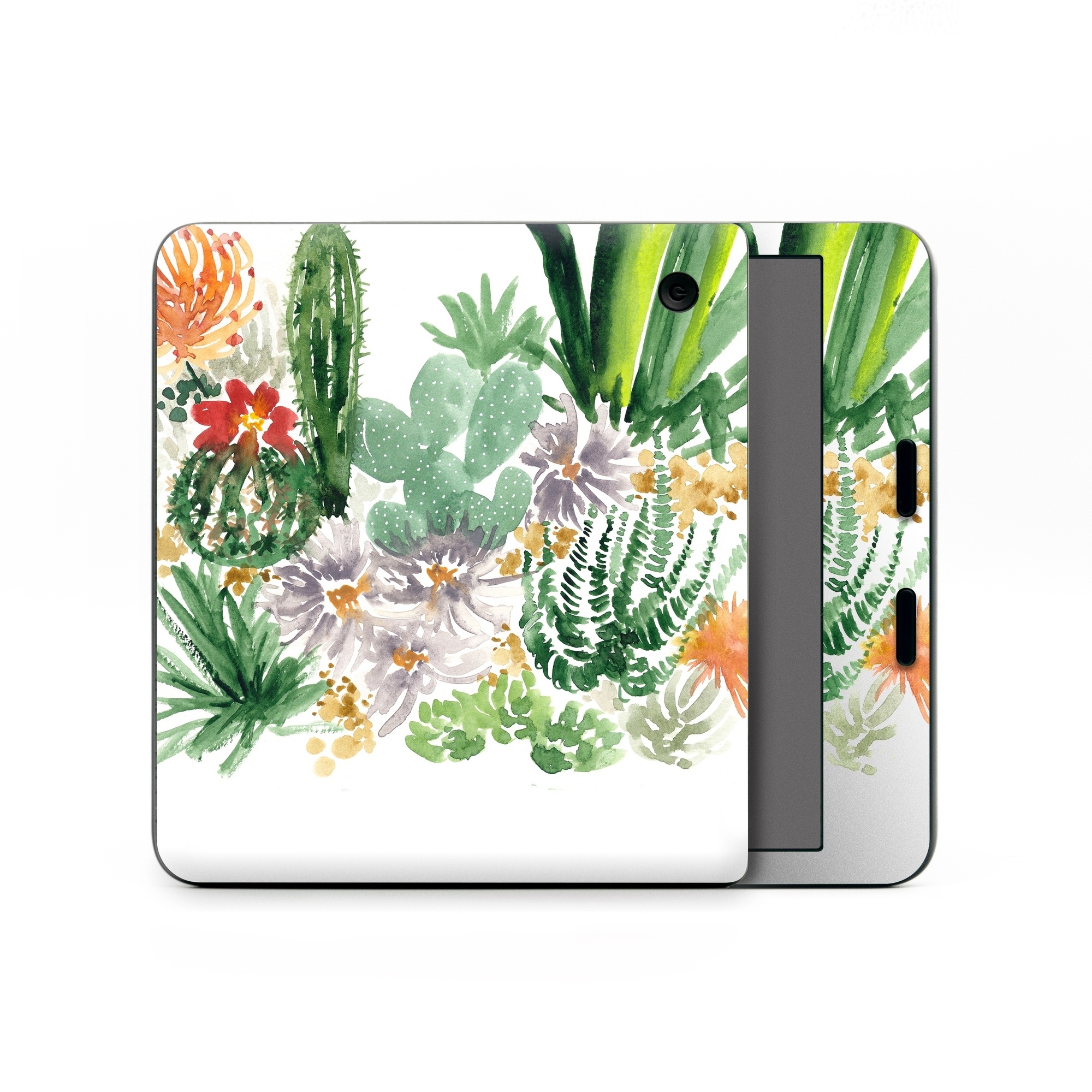 Kobo Libra Colour Skin design of Cactus, Plant, Flower, Botany, Leaf, Illustration, Pine, Grass, Succulent plant, Branch, with white, green, red, orange colors