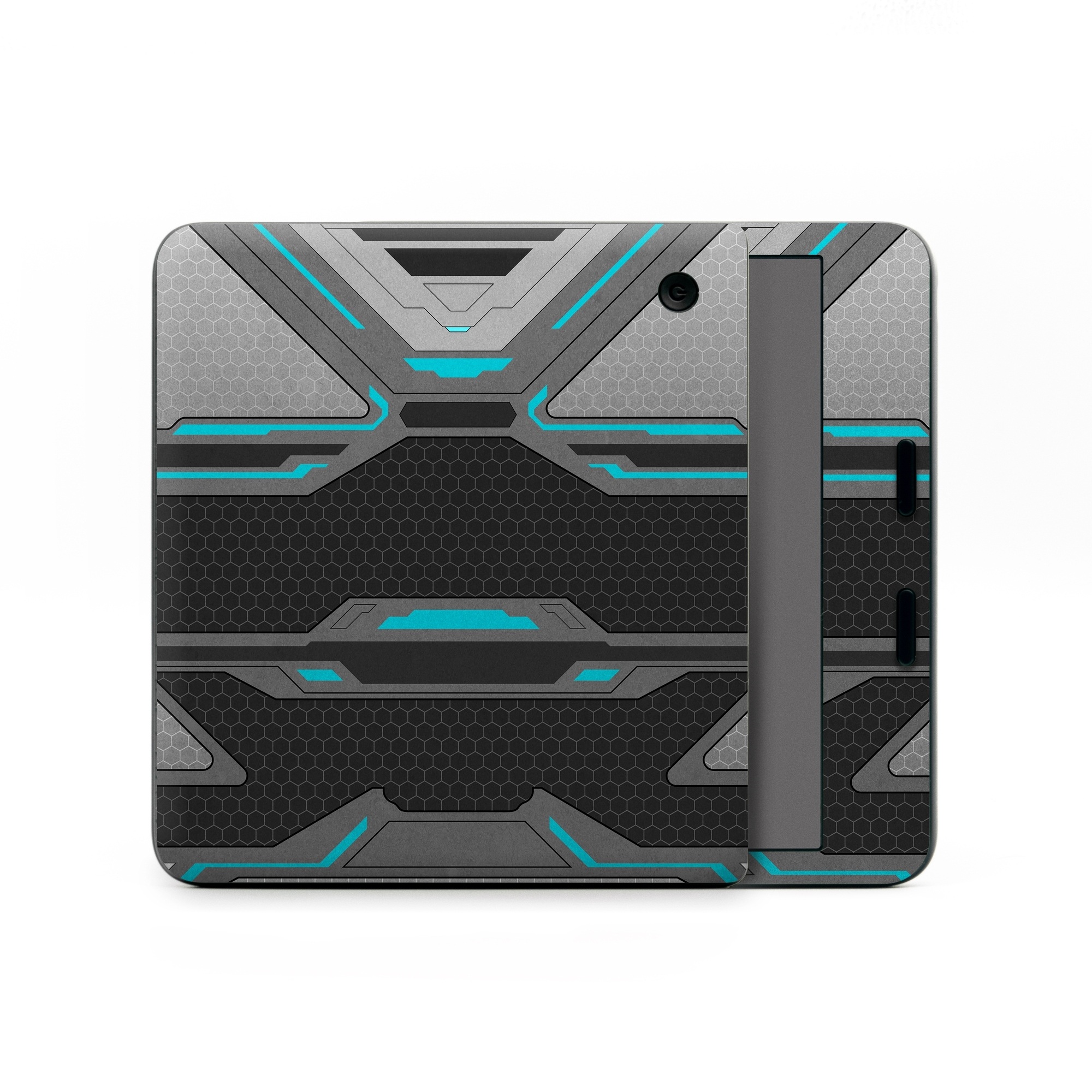 Kobo Libra Colour Skin design of Blue, Turquoise, Pattern, Teal, Symmetry, Design, Line, Automotive design, Font, with black, gray, blue colors