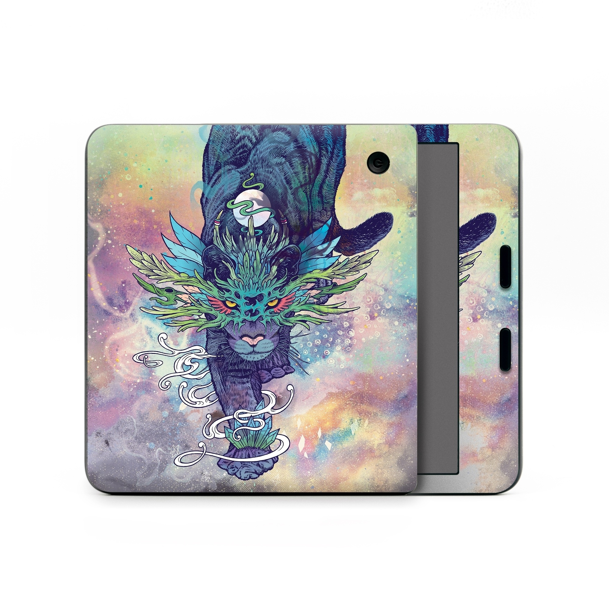 Kobo Libra Colour Skin design of Illustration, Fictional character, Graphic design, Demon, Art, Fiction, Cg artwork, Supernatural creature, with blue, green, black, white, yellow, orange, pink, purple colors