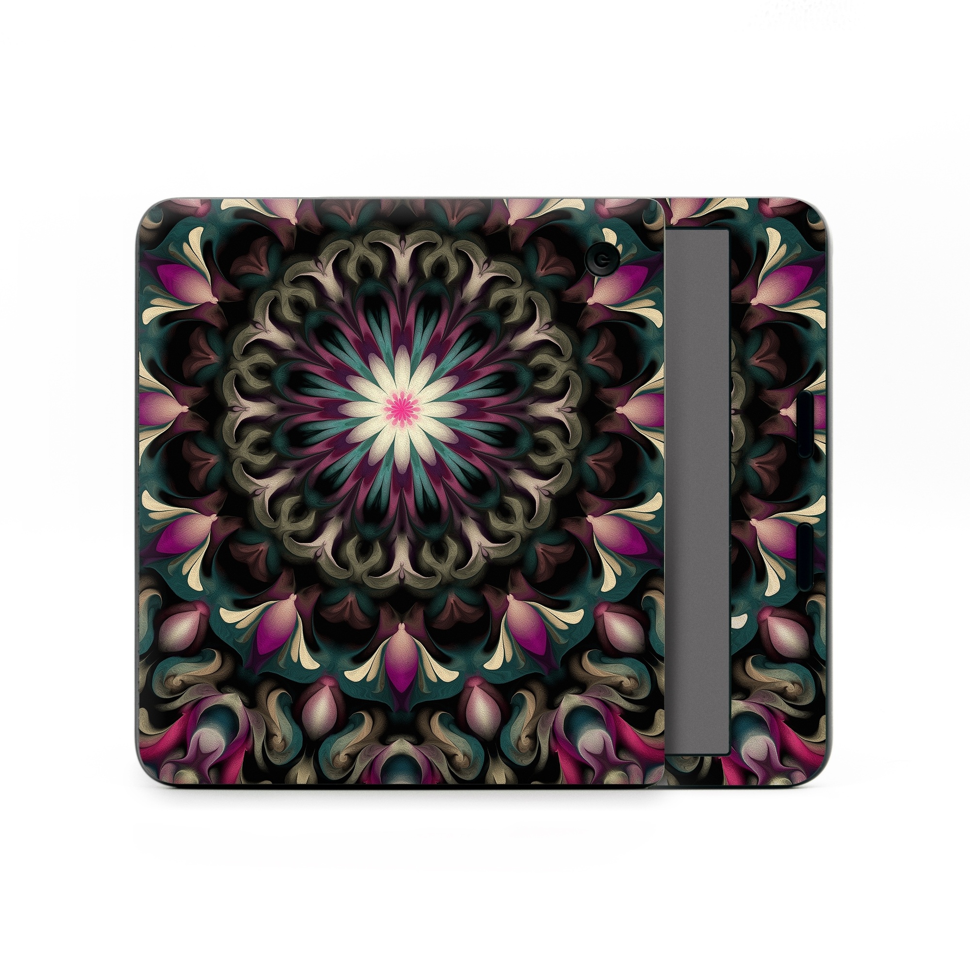 Kobo Libra Colour Skin design of Fractal art, Pattern, Pink, Psychedelic art, Art, Kaleidoscope, Design, Symmetry, Visual arts, Textile, with black, purple, white, green, blue colors