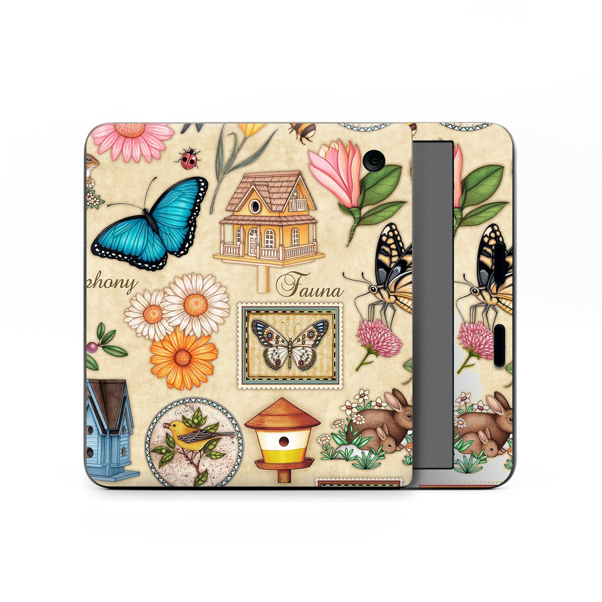 Kobo Libra Colour Skin design of Butterfly, Insect, Moths and butterflies, Cynthia (subgenus), Pollinator, Brush-footed butterfly, Organism, Invertebrate, Lepidopterist, Clip art, with gray, green, black, red, blue colors