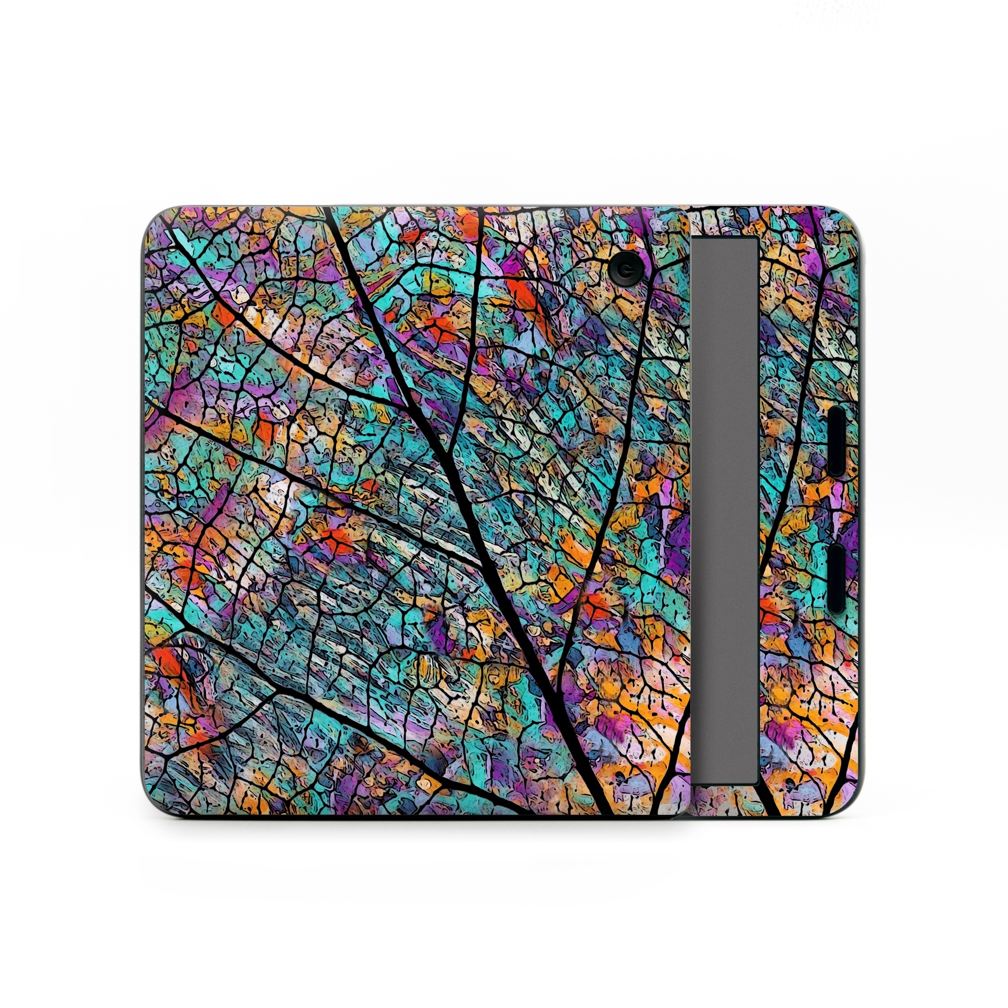Kobo Libra Colour Skin design of Pattern, Colorfulness, Line, Branch, Tree, Leaf, Design, Visual arts, Glass, Plant, with black, gray, red, blue, green colors