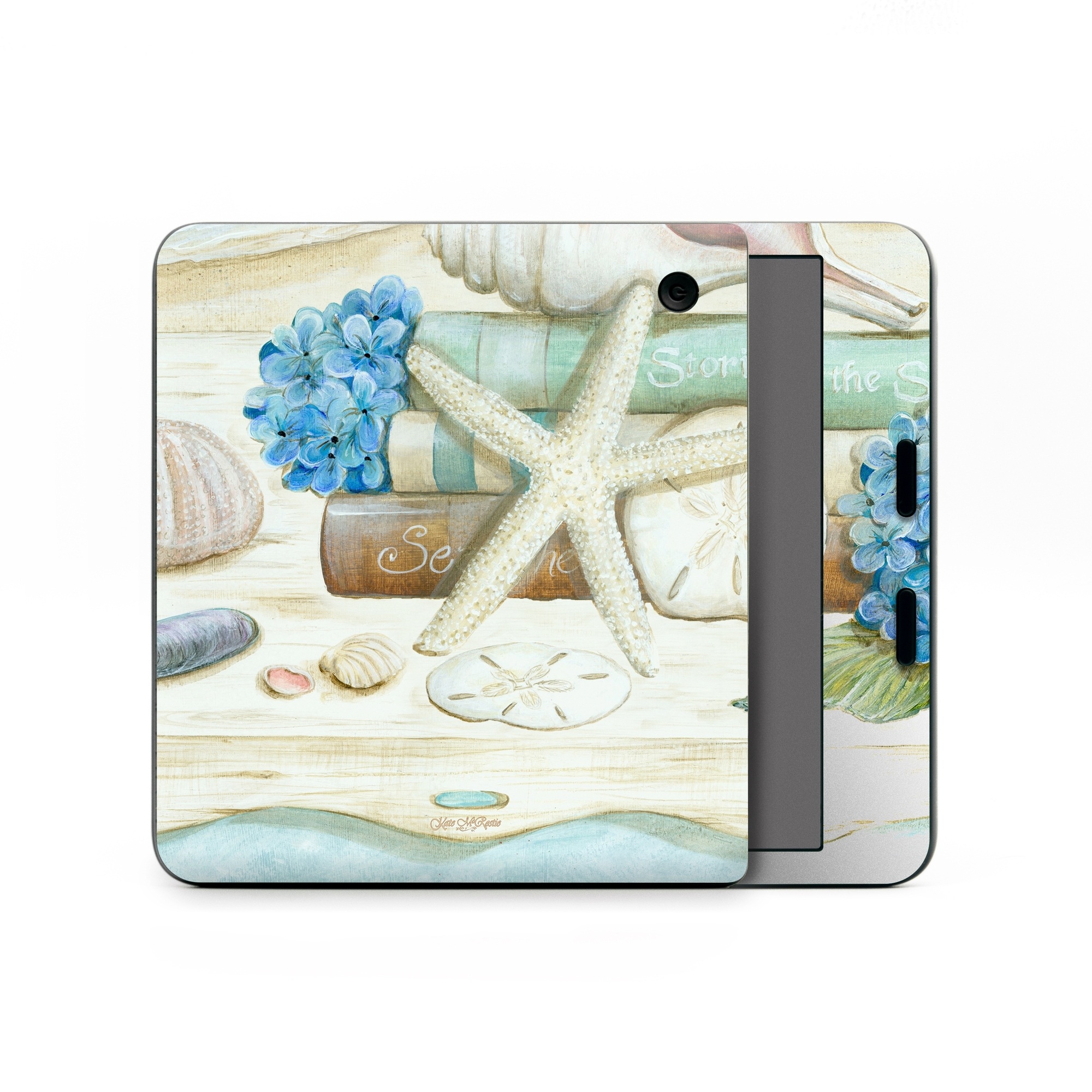 Kobo Libra Colour Skin design of Starfish, Shell, Hydrangea, Plant, Flower, Still life, Echinoderm, Cornales, with gray, green, blue, yellow colors