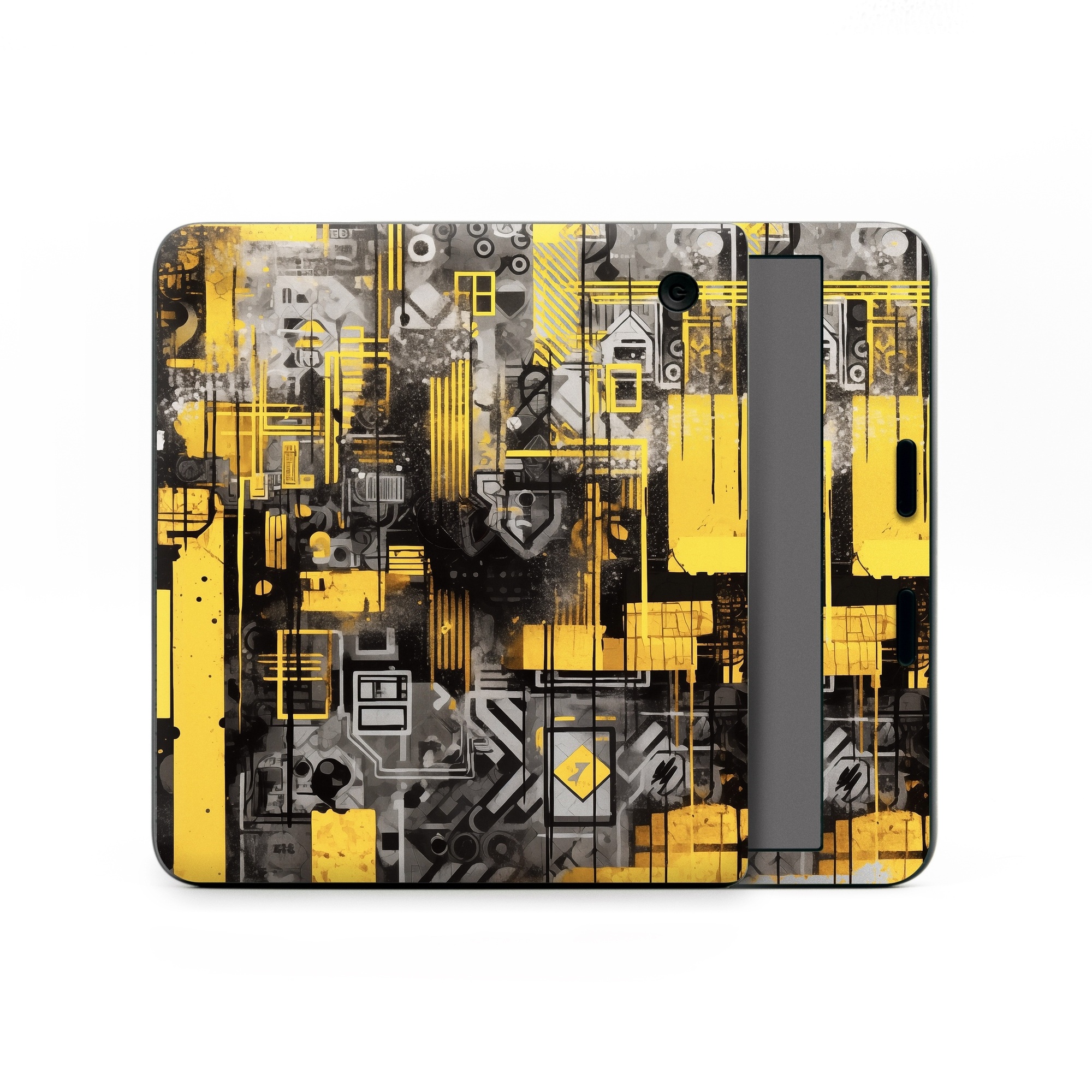 Kobo Libra Colour Skin design of Rectangle, Yellow, Font, Art, City, Engineering, Tints and shades, Pattern, Symmetry, Space, with black, white, gray, yellow colors