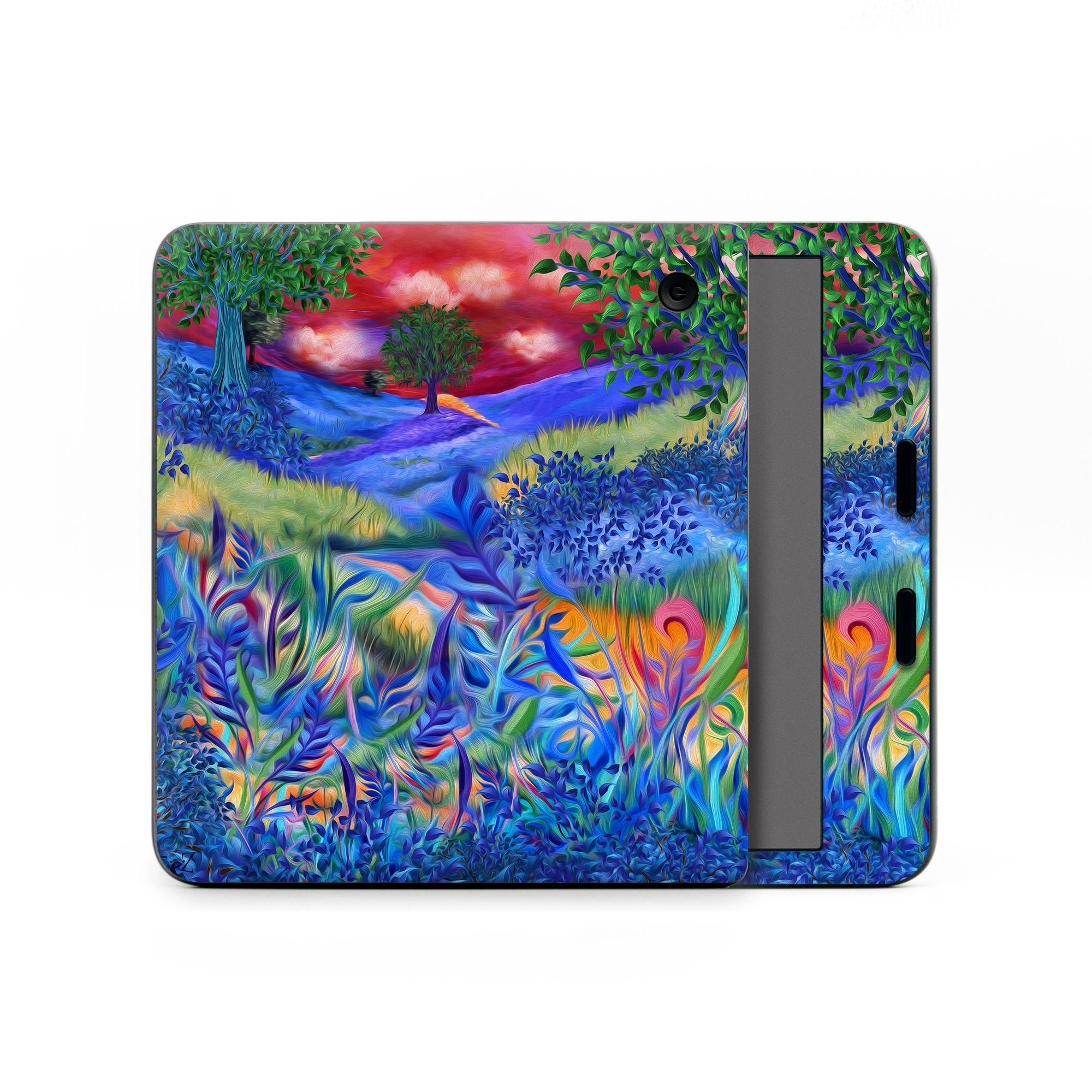 Kobo Libra Colour Skin design of Art paint, Plant, Plant community, Paint, Natural landscape, People in nature, Vegetation, Grass, Art, Painting, with blue, red, green, orange, yellow, pink, white colors