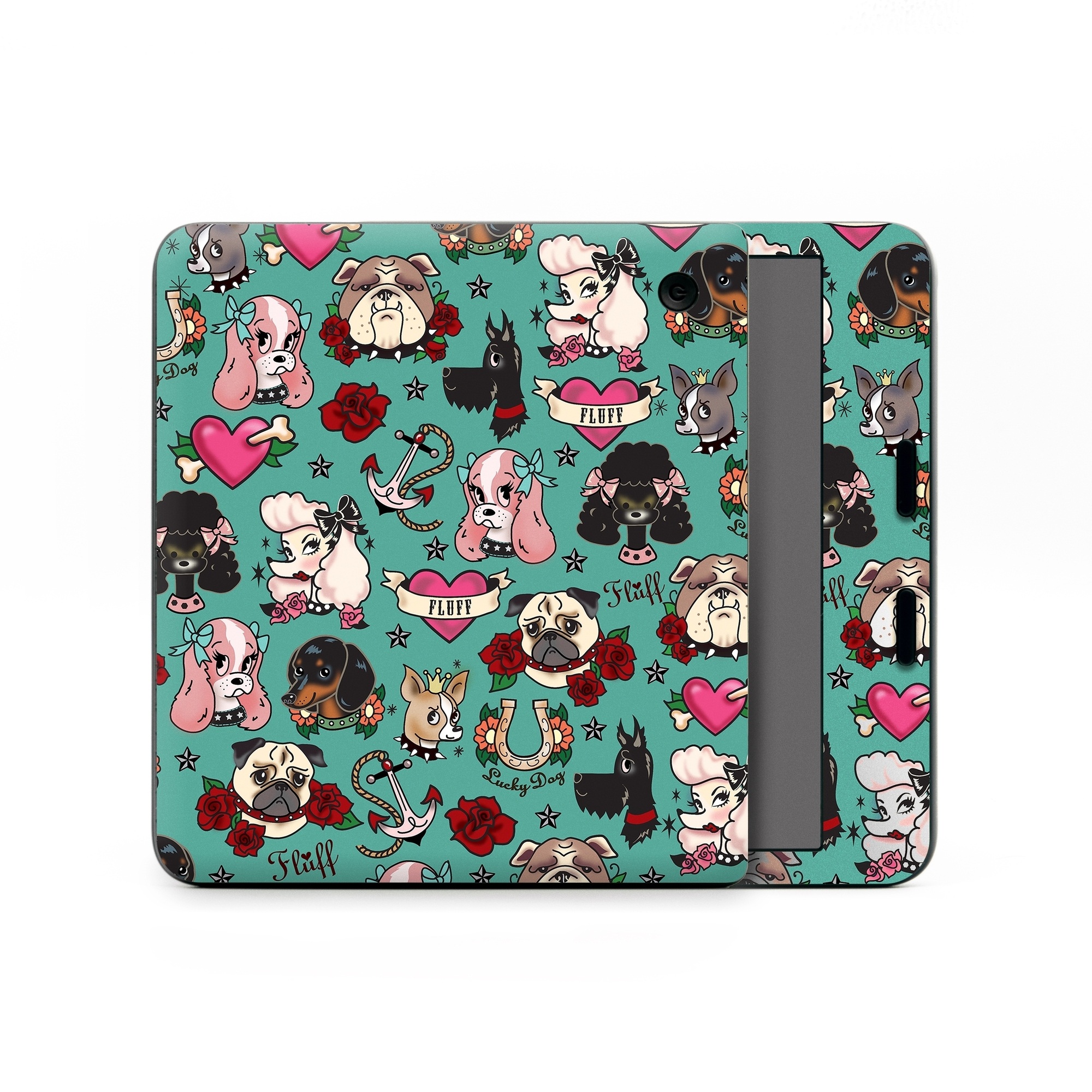 Kobo Libra Colour Skin design of Cartoon, Pattern, Illustration, Design, Crowd, Textile, Art, with blue, brown, red, white, black, green, gray colors