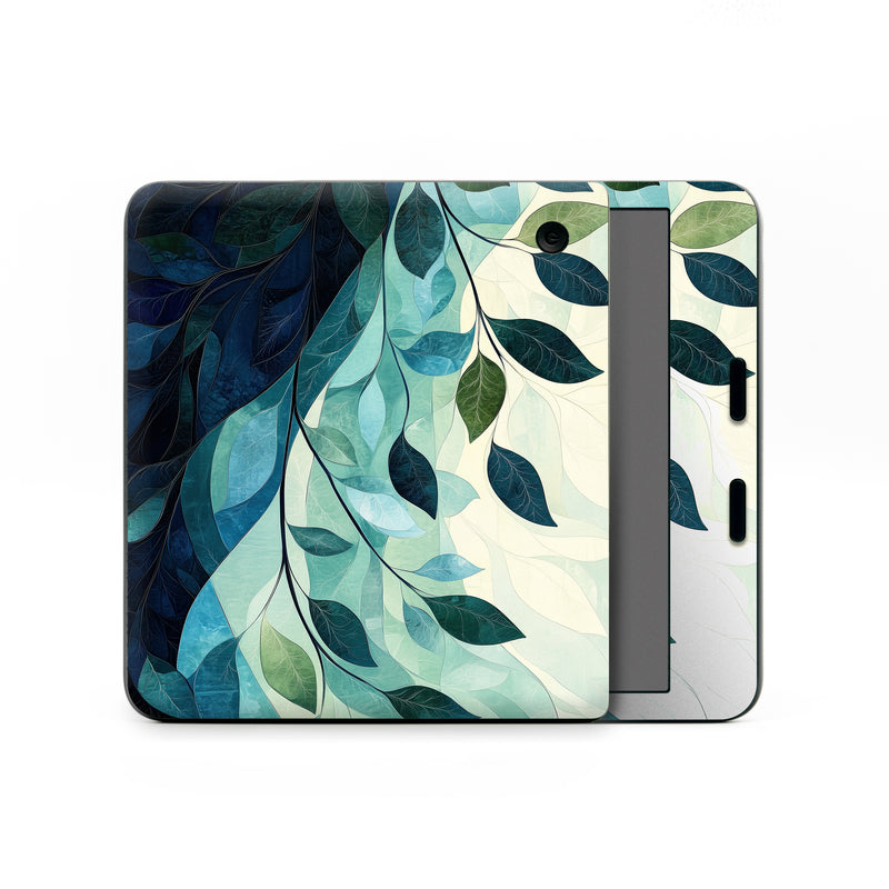 Kobo Libra Colour Skin design of Blue, Natural material, Modern art, Wallpaper, Paint, Motif, with white, blue, green, yellow colors