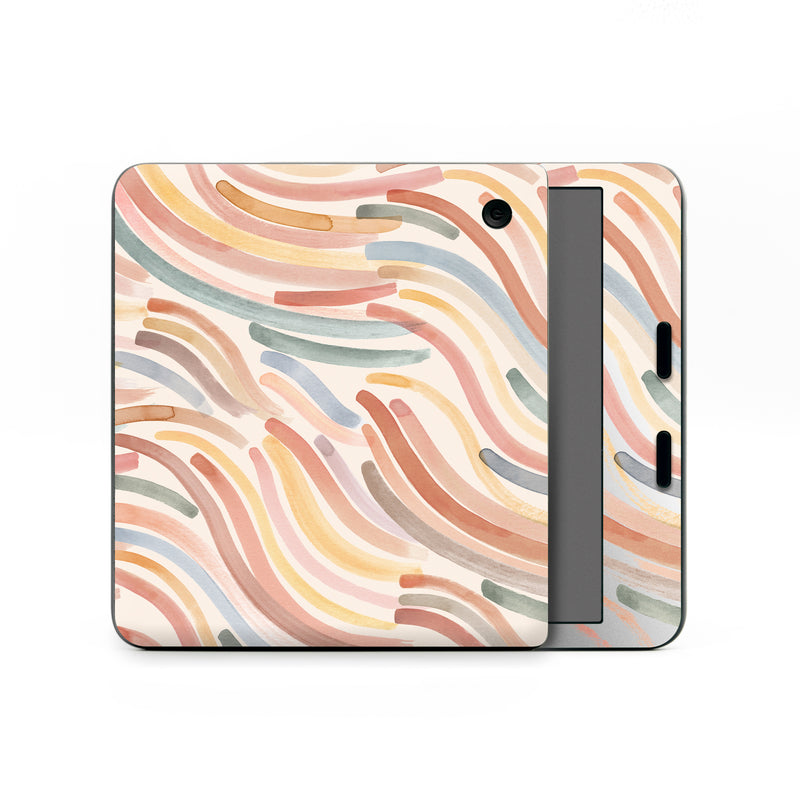 Kobo Libra Colour Skin design of Orange, Brown, Pink, Design, Wallpaper, Motif, Paint, Pattern, Mixture, Modern art, with white, brown, blue, green, yellow, red colors