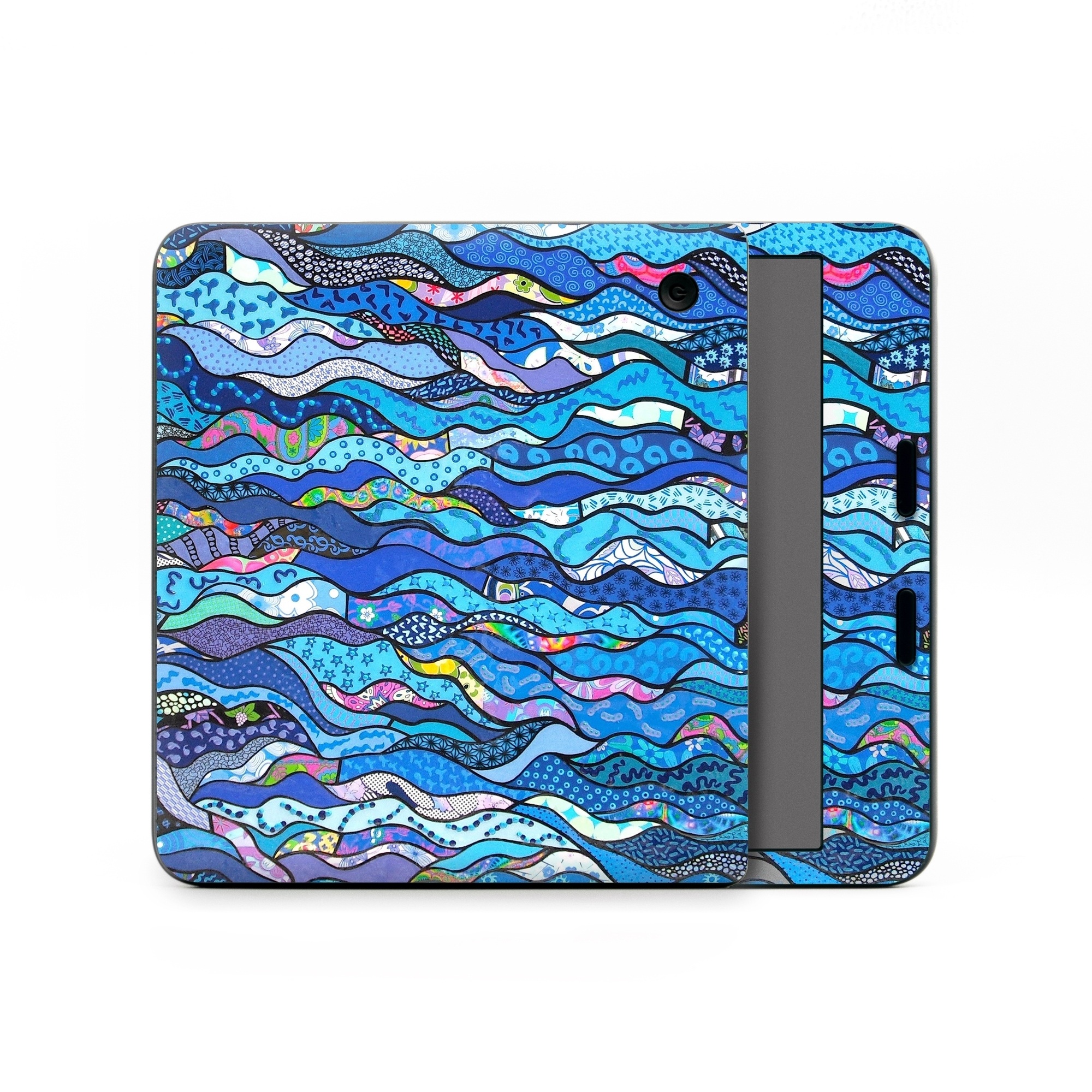Kobo Libra Colour Skin design of Blue, Pattern, Aqua, Water, Line, Design, Textile, Psychedelic art, Electric blue, with blue, black, gray, purple colors