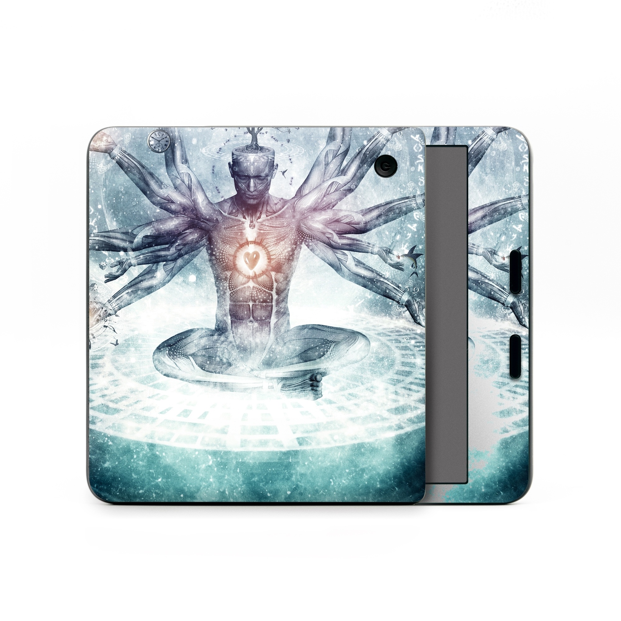 Kobo Libra Colour Skin design of Mythology, Cg artwork, Water, Illustration, Fictional character, Space, Graphics, Art, Graphic design, with blue, red, orange, black, white colors