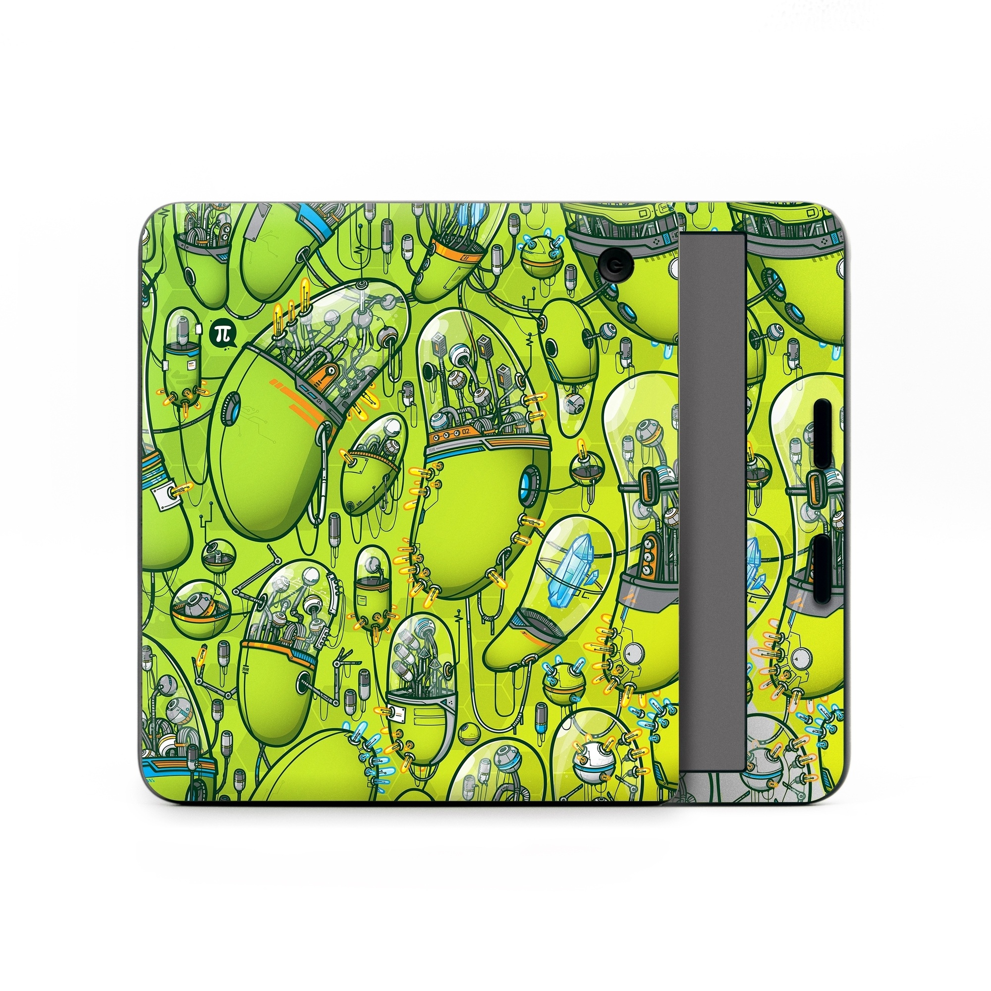 Kobo Libra Colour Skin design of Green, Pattern, Yellow, Design, Illustration, Plant, Art, Graphic design, Urban design, with green, blue, gray, yellow, orange colors