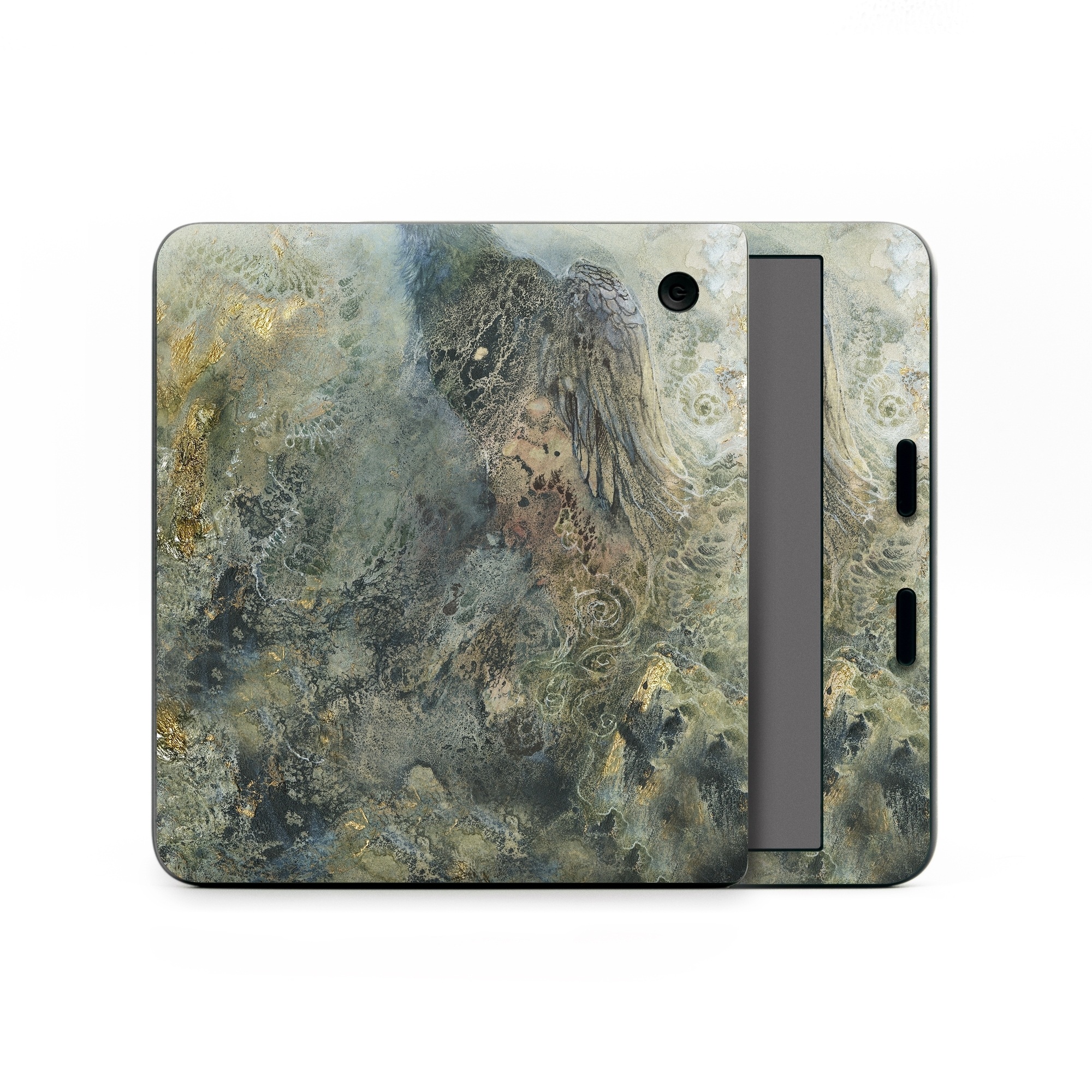 Kobo Libra Colour Skin design of Painting, Water, Geology, Art, Rock, Watercolor paint, Illustration, with black, gray, white, blue colors